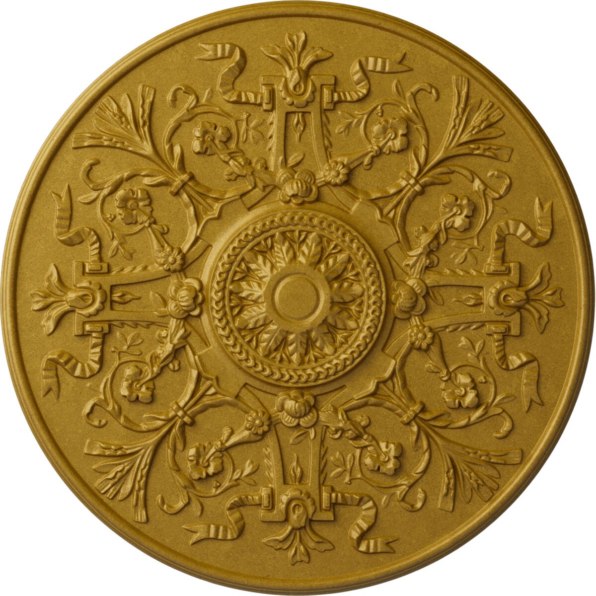 Ekena Millwork CM33VEPGS Versailles 33-in W x 33-in L Painted Pharaohs Gold Polyurethane Whole Ceiling Medallion