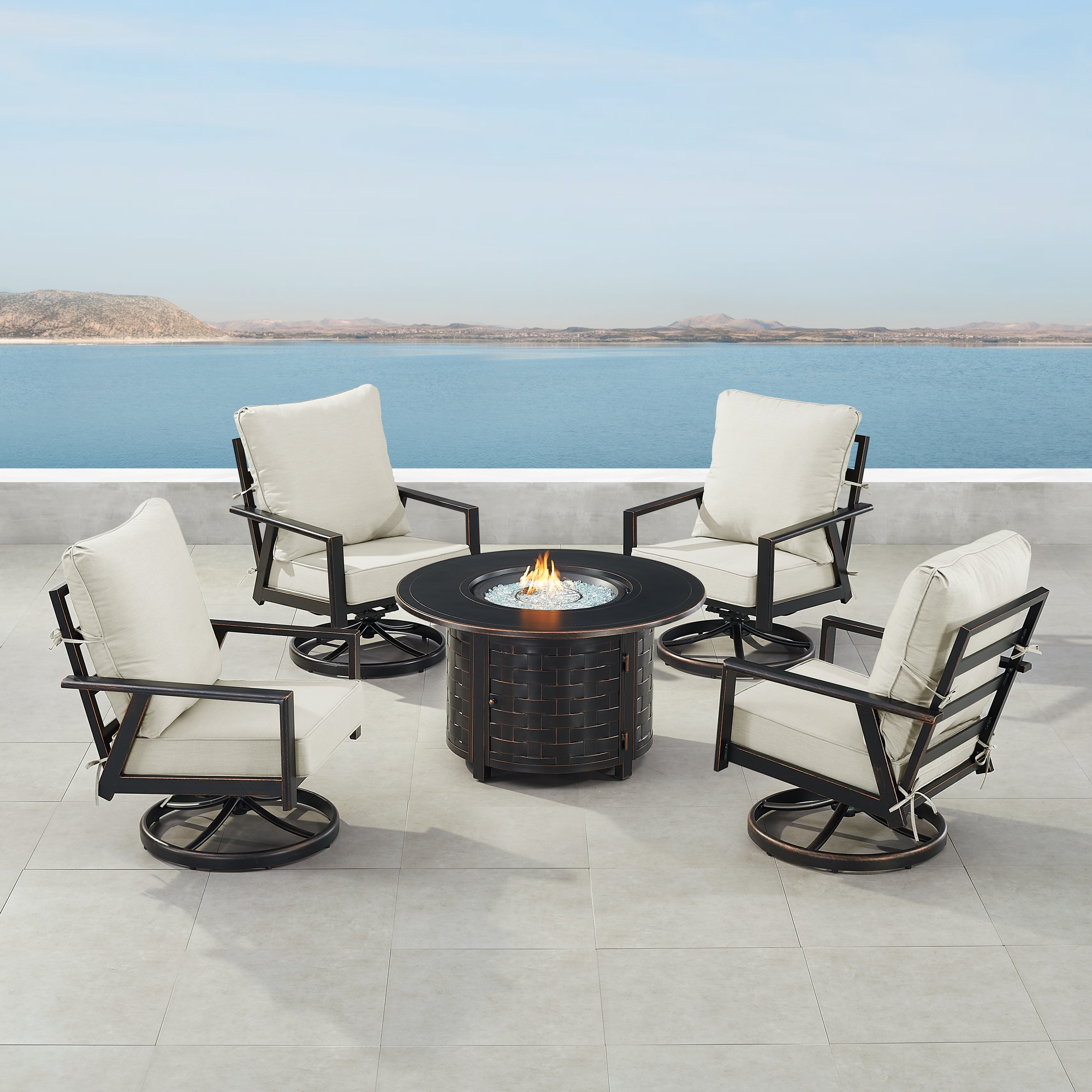 Oakland Living LUX4CHRICOLGCUIBA 15-Piece Patio Conversation Set with Gray Cushions