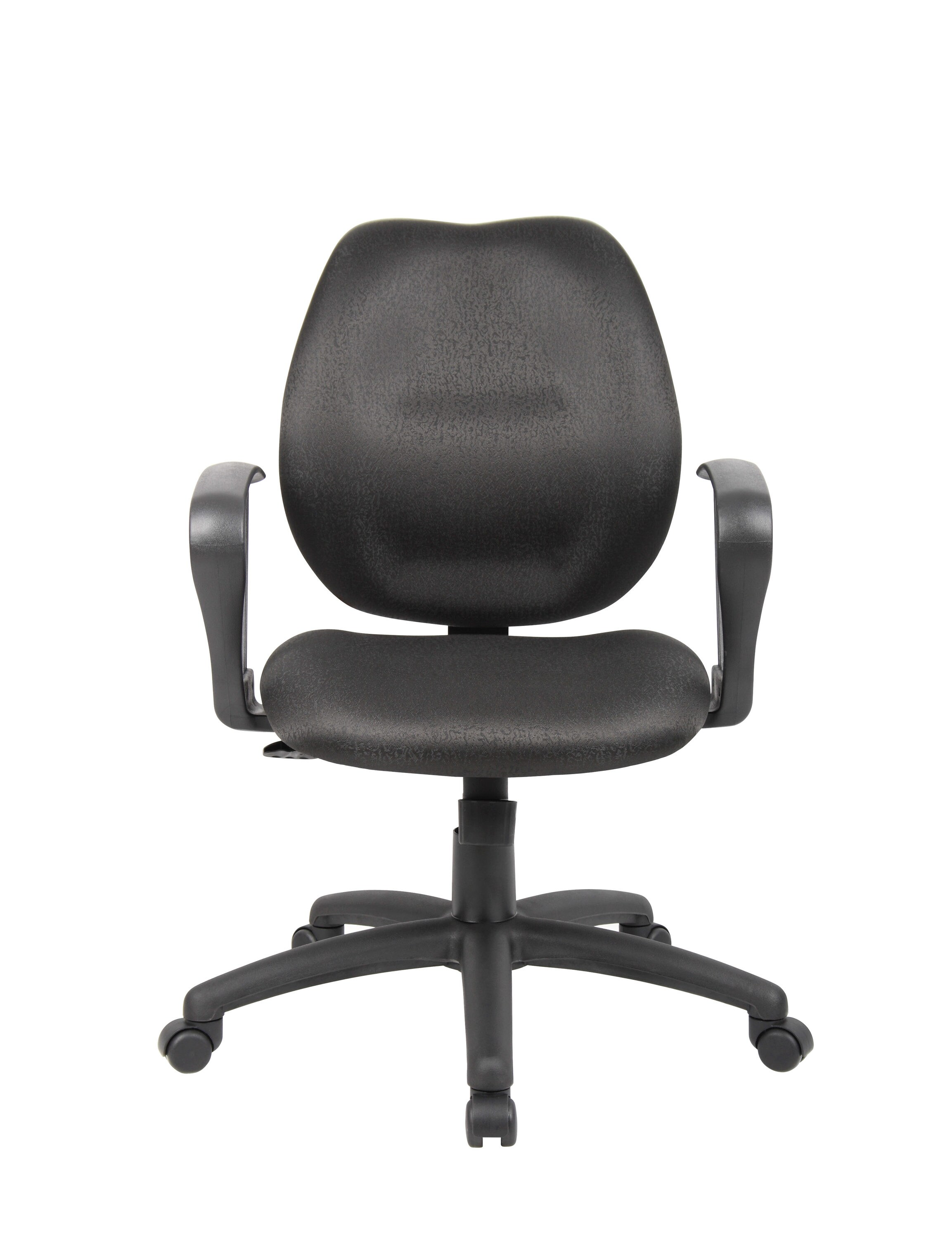 ErgoComfort Mid-Back Black Fabric Task Chair with Fixed Arms
