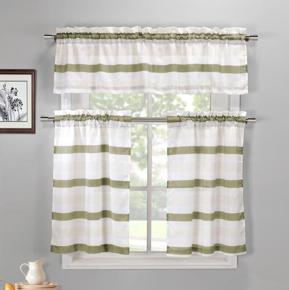 Duck River Textile AKUA 12730D=12 15-in Sage-linen Light Filtering Standard Lined Rod Pocket Curtain Panel Pair