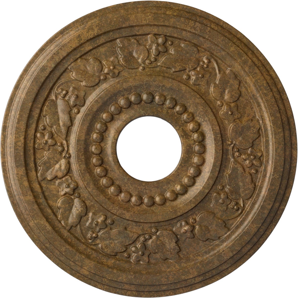 Ekena Millwork CM16GNRZS Genevieve 16.125-in W x 16.125-in L Painted Rubbed Bronze Polyurethane Whole Ceiling Medallion