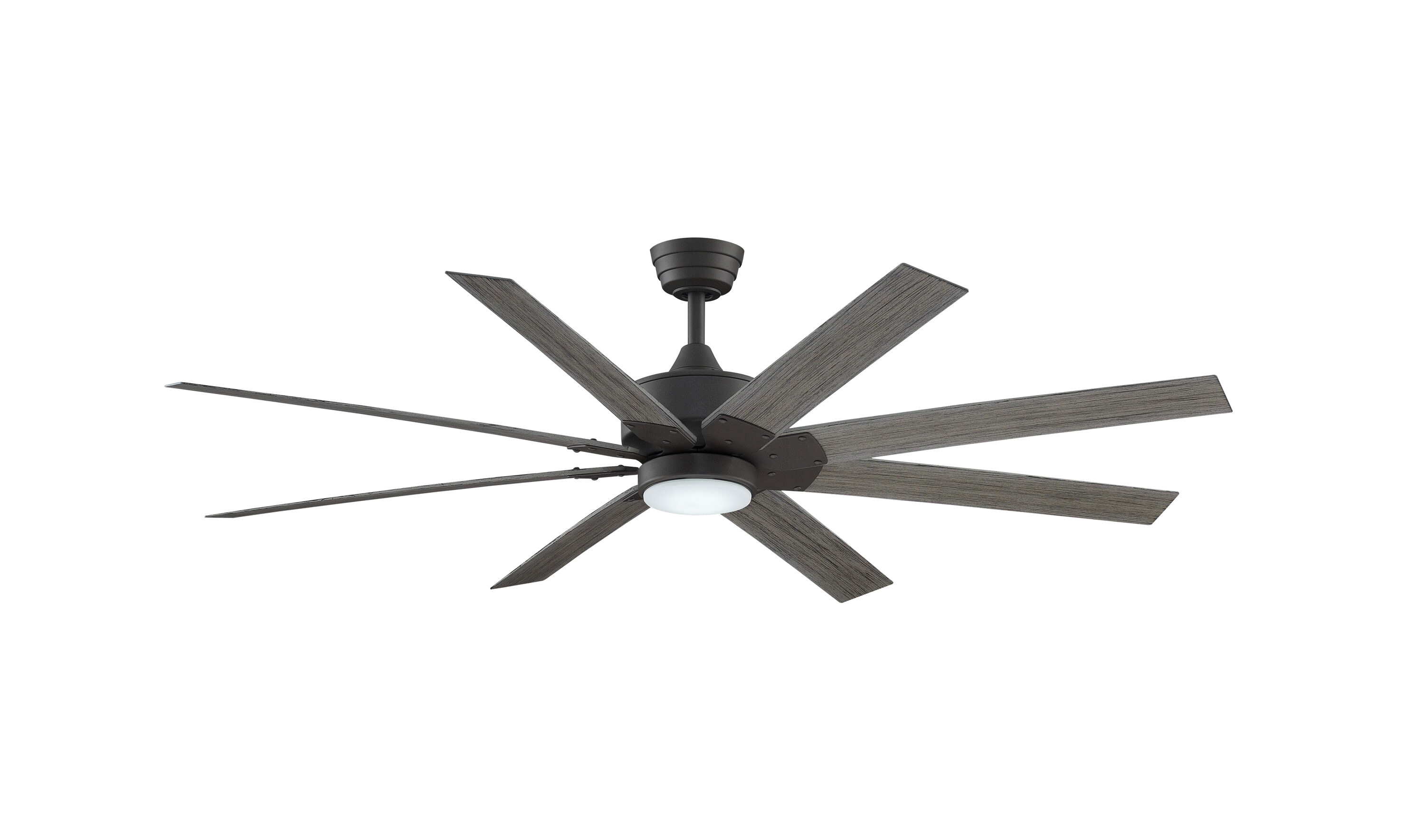 Fanimation Spitfire 84-in Matte Greige with Weathered Wood Blades Color-changing Integrated LED Indoor/Outdoor Flush Mount Smart Propeller Ceiling Fan with Light and Remote (3-Blade) FPD6721BGR-84WE-LK-F Sansujyuku sansujyuku.com