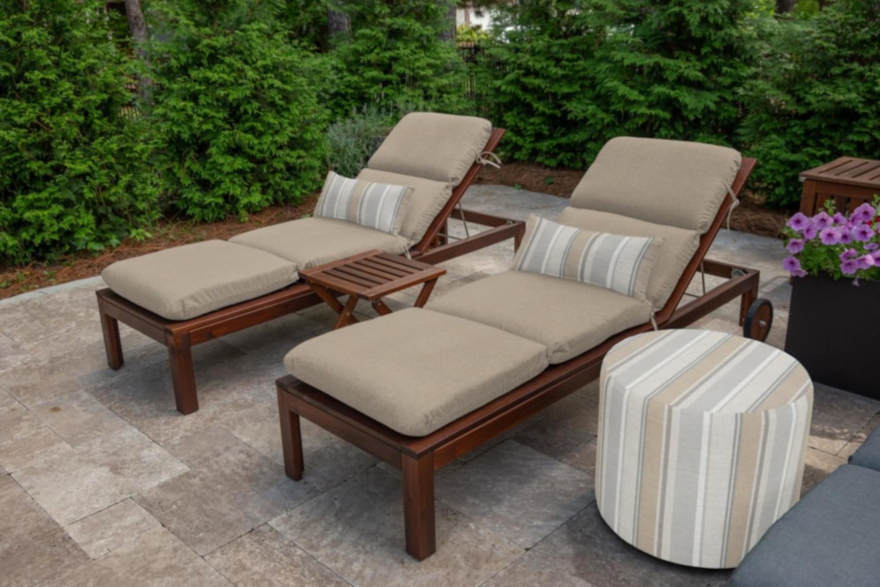 Sunbrella Cast Ash Outdoor Chaise Lounge Cushion, 74"
