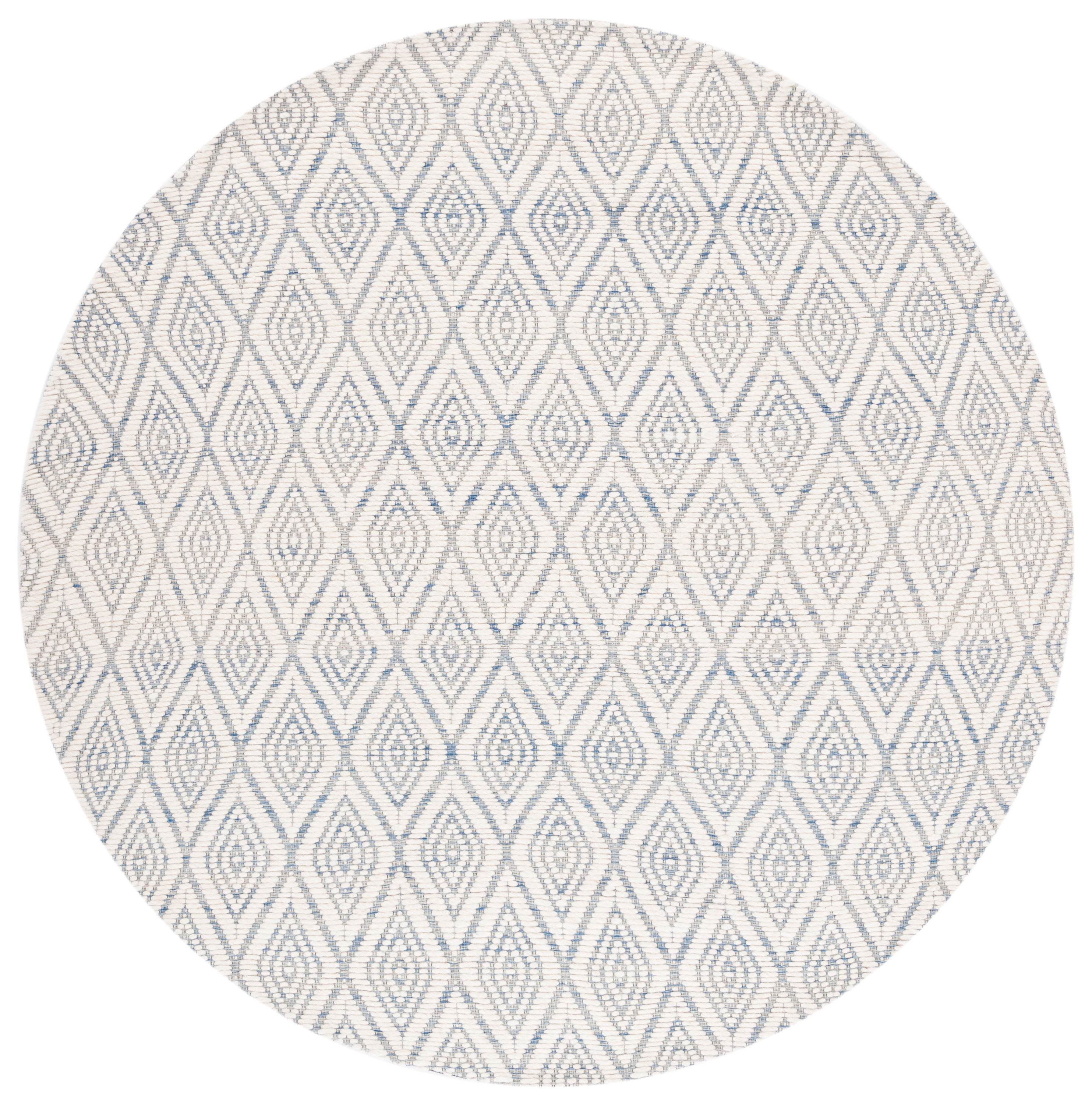 Safavieh MRB308M-6R Marbella Austra 6 x 6 (ft) Wool Blue/Ivory Round Indoor Geometric Bohemian/Eclectic Area rug