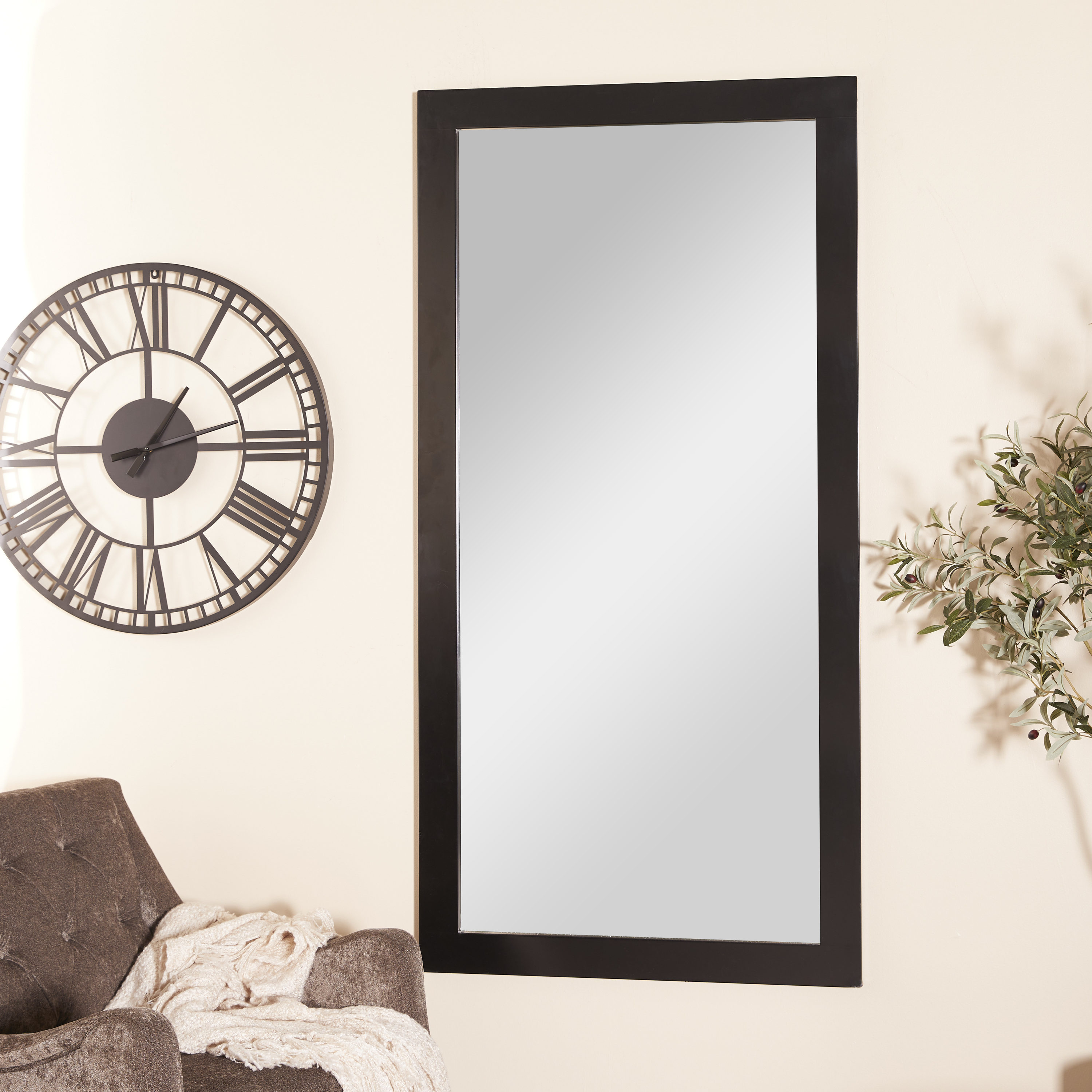 Grayson Lane 23267 33-Inches W x 65.0-Inches H Rectangle Black Framed Full Length Floor Mirror