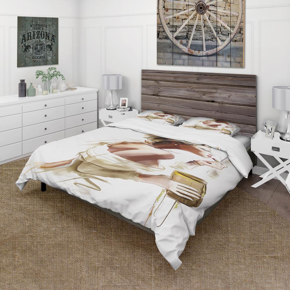 Designart BED6659-Q 3 -Piece Brown Queen Duvet cover Set