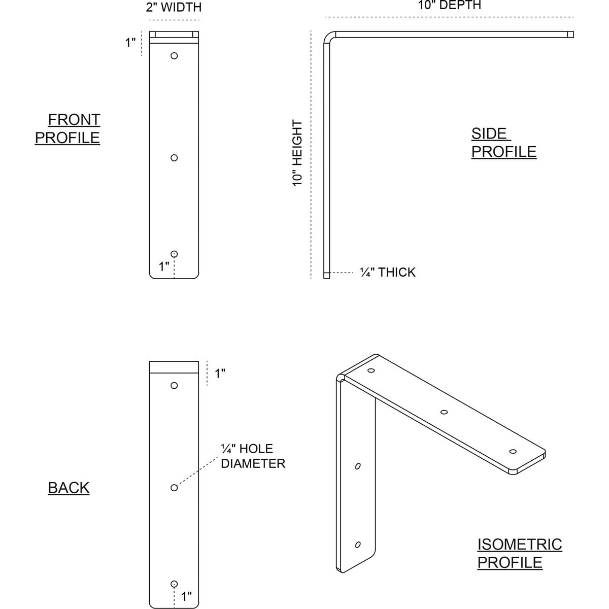 Ekena Millwork BKTM02X10X10HACRS Mending-Plates-Brackets-Braces - View #2