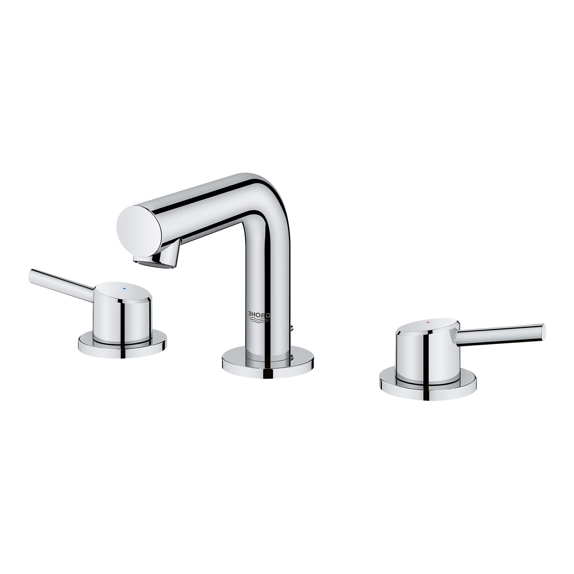 GROHE 20572001 Starlight Chrome Widespread 2-handle WaterSense Low-arc Residential Handle Bathroom Sink Faucet with Drain