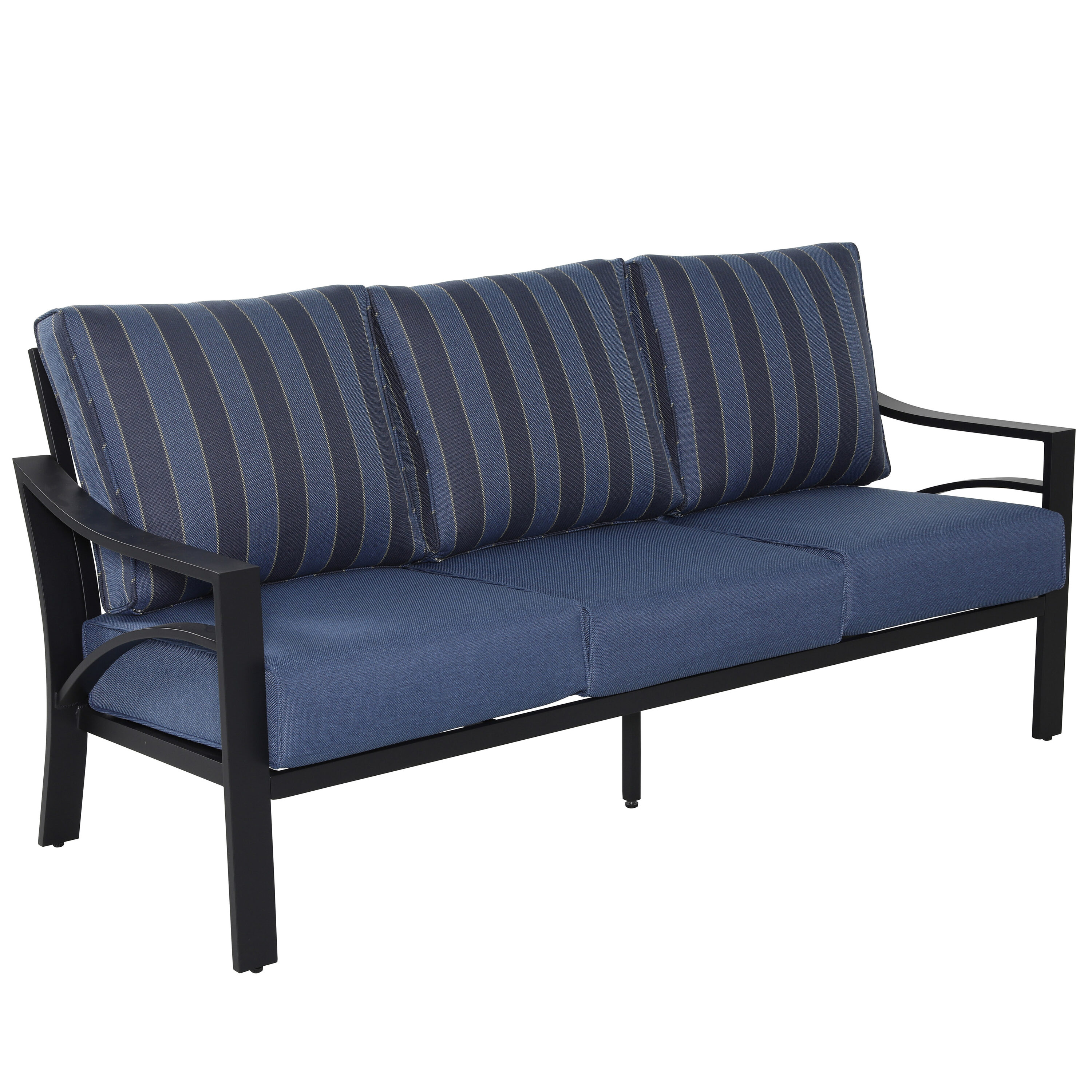 Patio time 4-Piece Patio Sofa Conversation Set with Blue Cushions ...