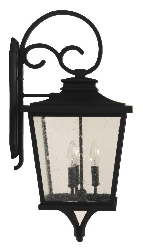 Tillman Matte Black 26.5" Outdoor Wall Lantern with Seeded Glass