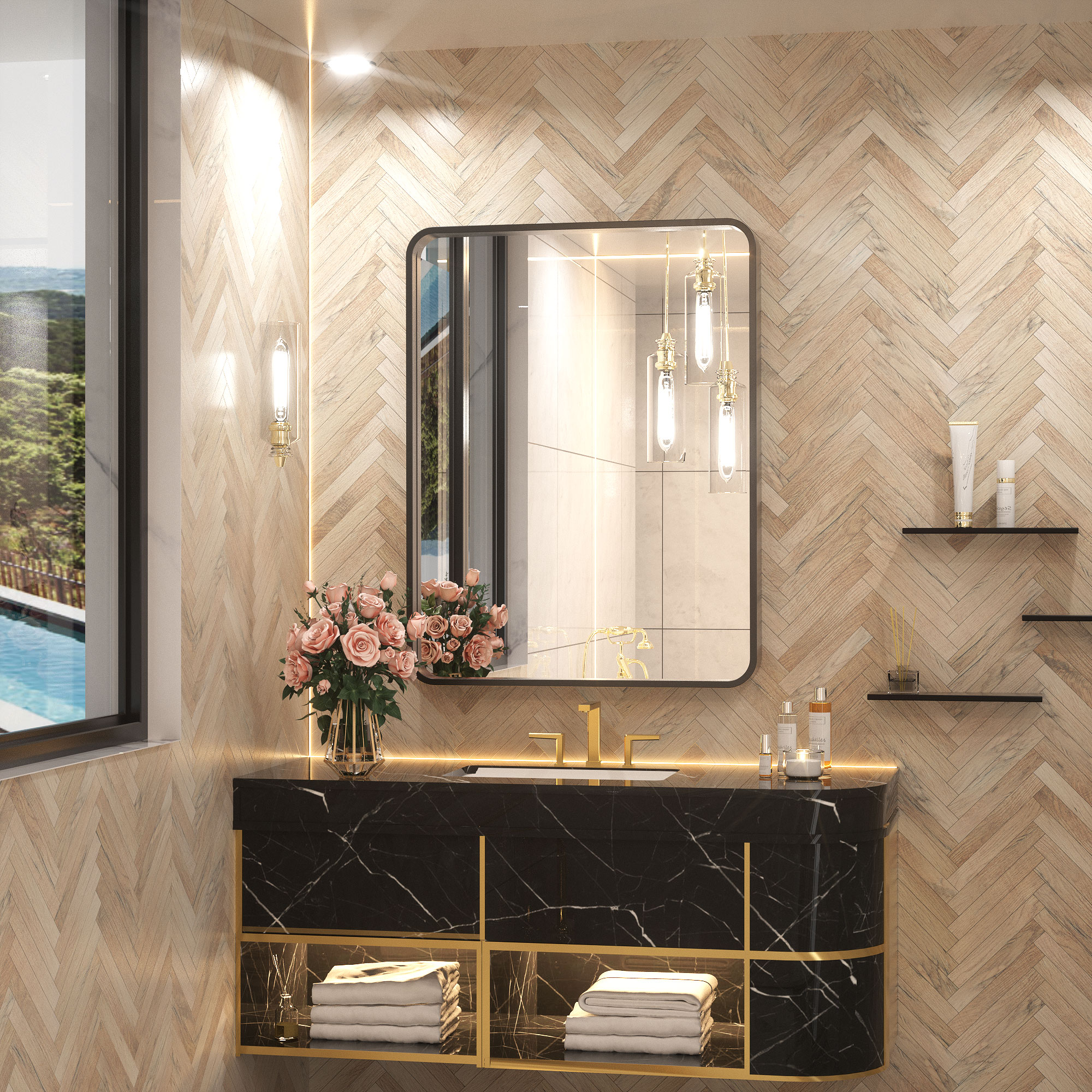 Keonjinn LW-JZ-JSKYJ-6081-BK Decor-Mirrors - View #2