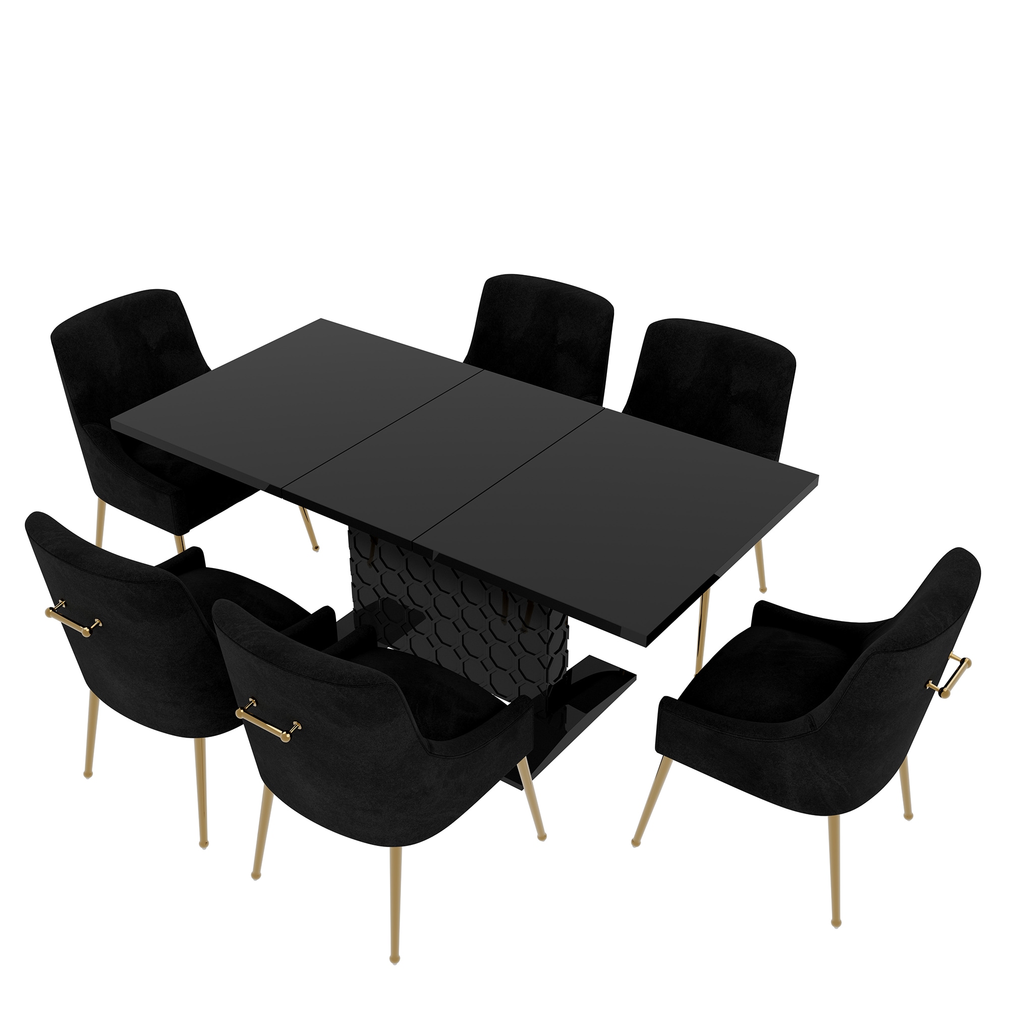 Clihome CL-ST1-BK700BK Black Chair/Black Table Contemporary/Modern Dining Room Set with Rectangular Table ( Seats 6 )