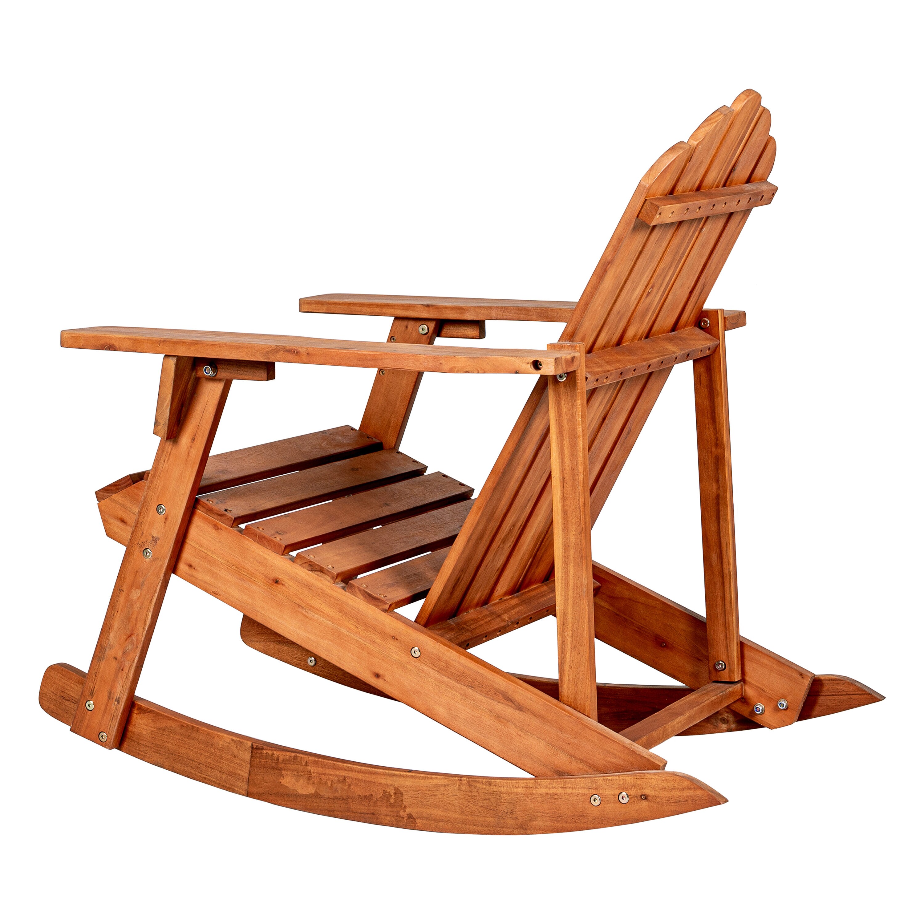 Light Brown Acacia Wood Adirondack Rocking Chair