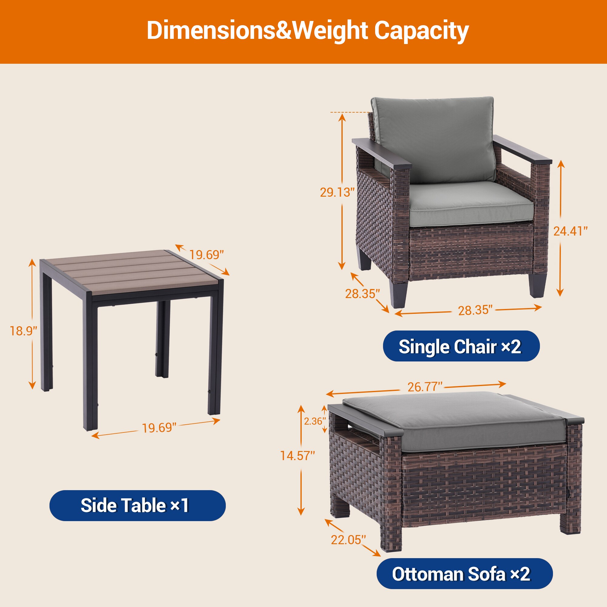 Sonkuki SD-015GY-H Patio-Conversation-Sets - View #2