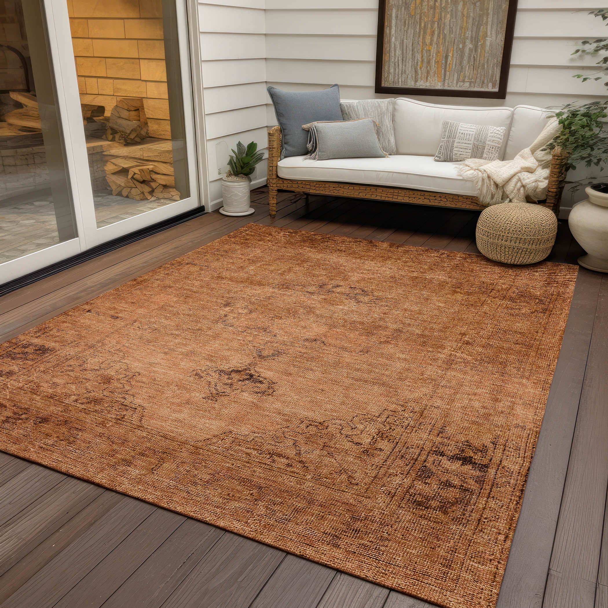 Copper Flat Woven Reversible Indoor/Outdoor Area Rug
