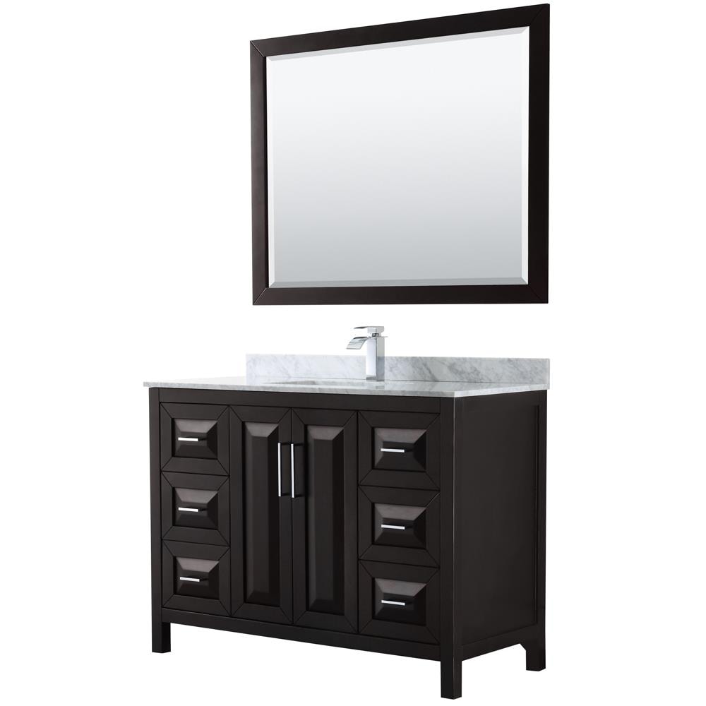 Wyndham Collection WCV252548SDECMUNSM46 Daria 48-in Dark Espresso Undermount Single sink Bathroom Vanity with White Carrara Marble Natural marble Top (Mirror Included)