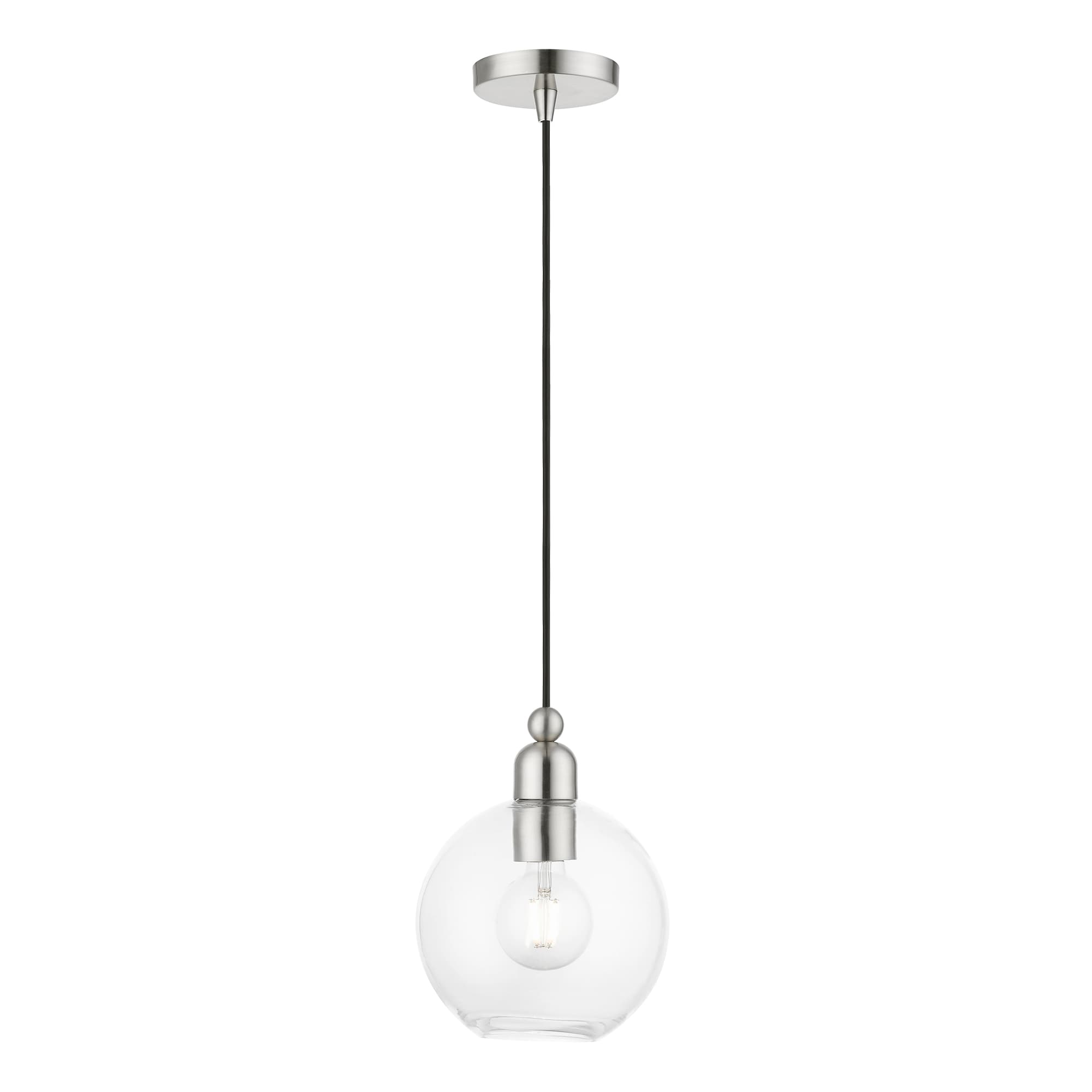 Livex Lighting Downtown Brushed Nickel Industrial Clear Glass