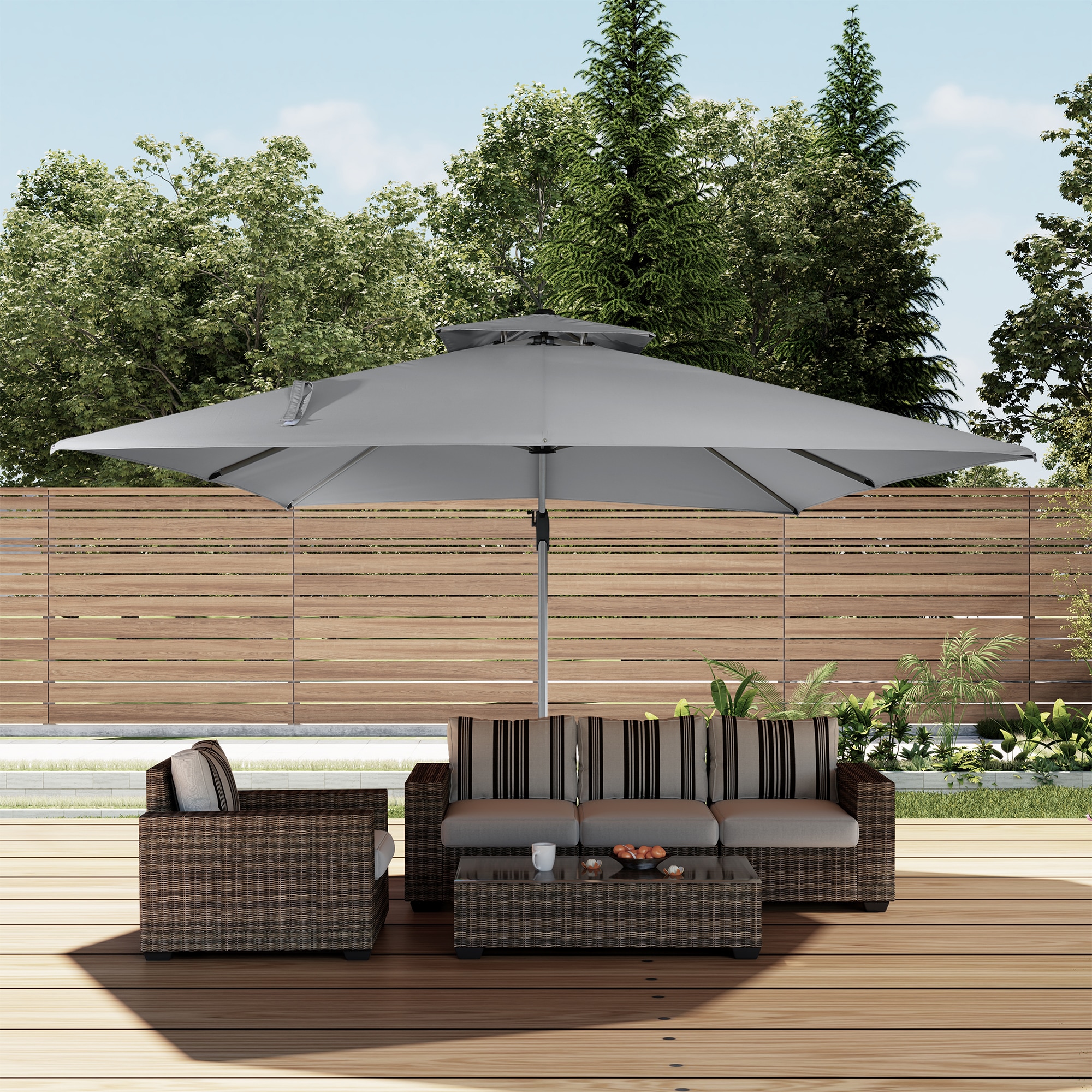CASAINC 11-ft Aluminum Gray Cantilever Patio Umbrella WF