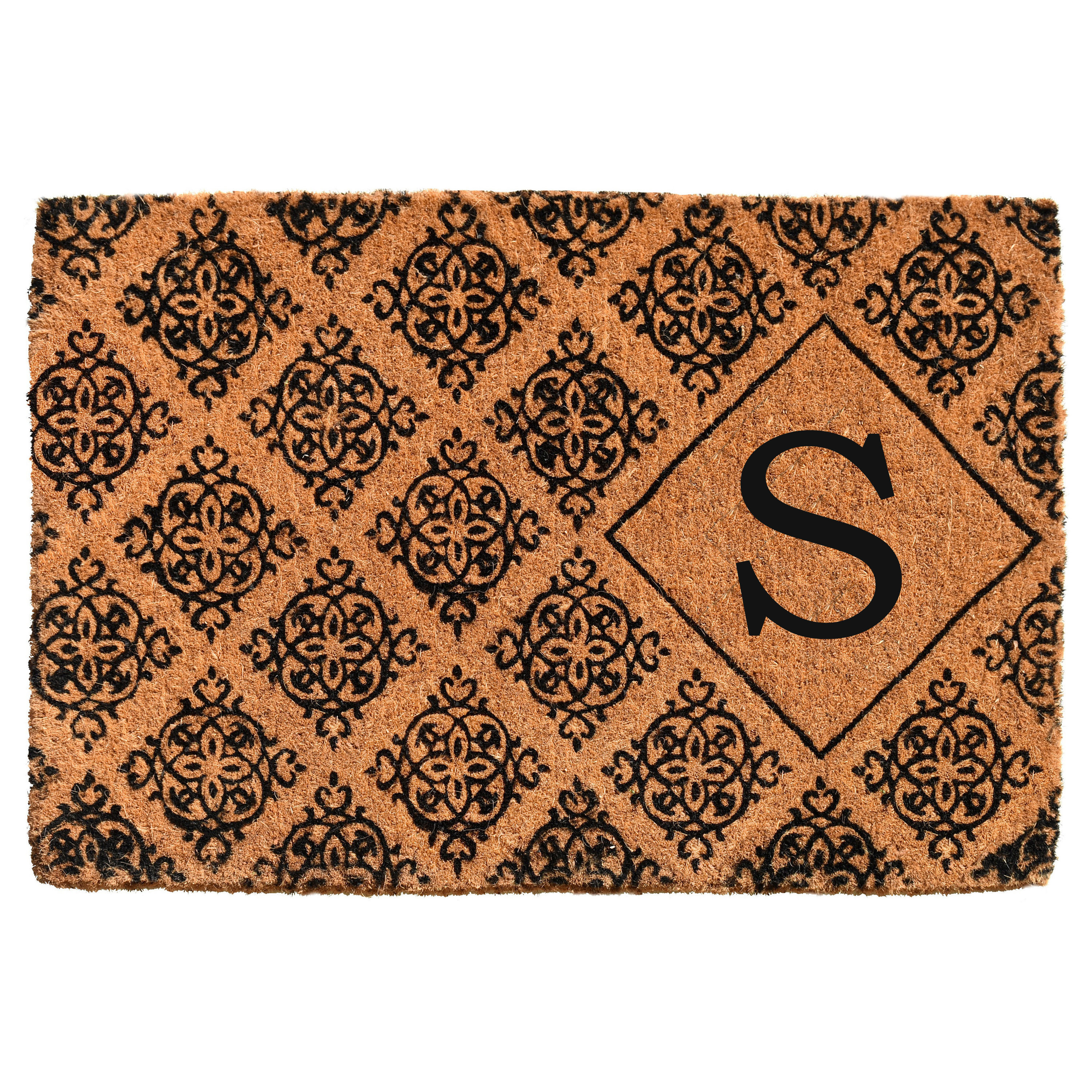 Callowaymills 103332436S 24-in x 36-in Natural/Black Coir Non-Slip Grip Indoor or outdoor Decorative Door Mat