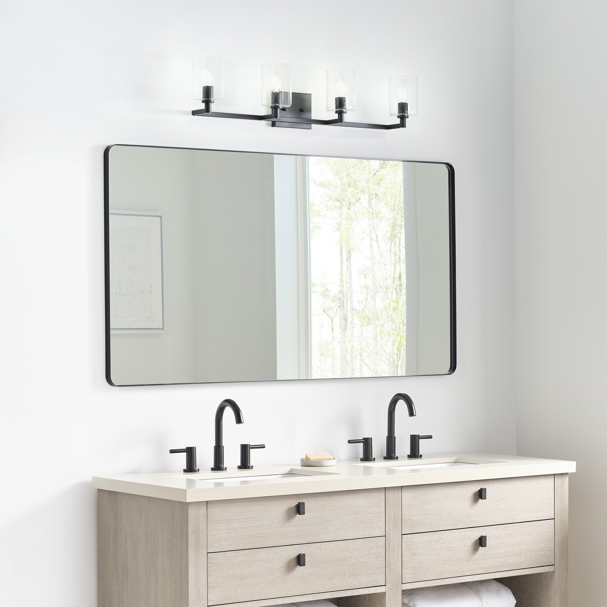 Fullton Midnight Black 4-Light Clear Glass Cylinder Vanity Light