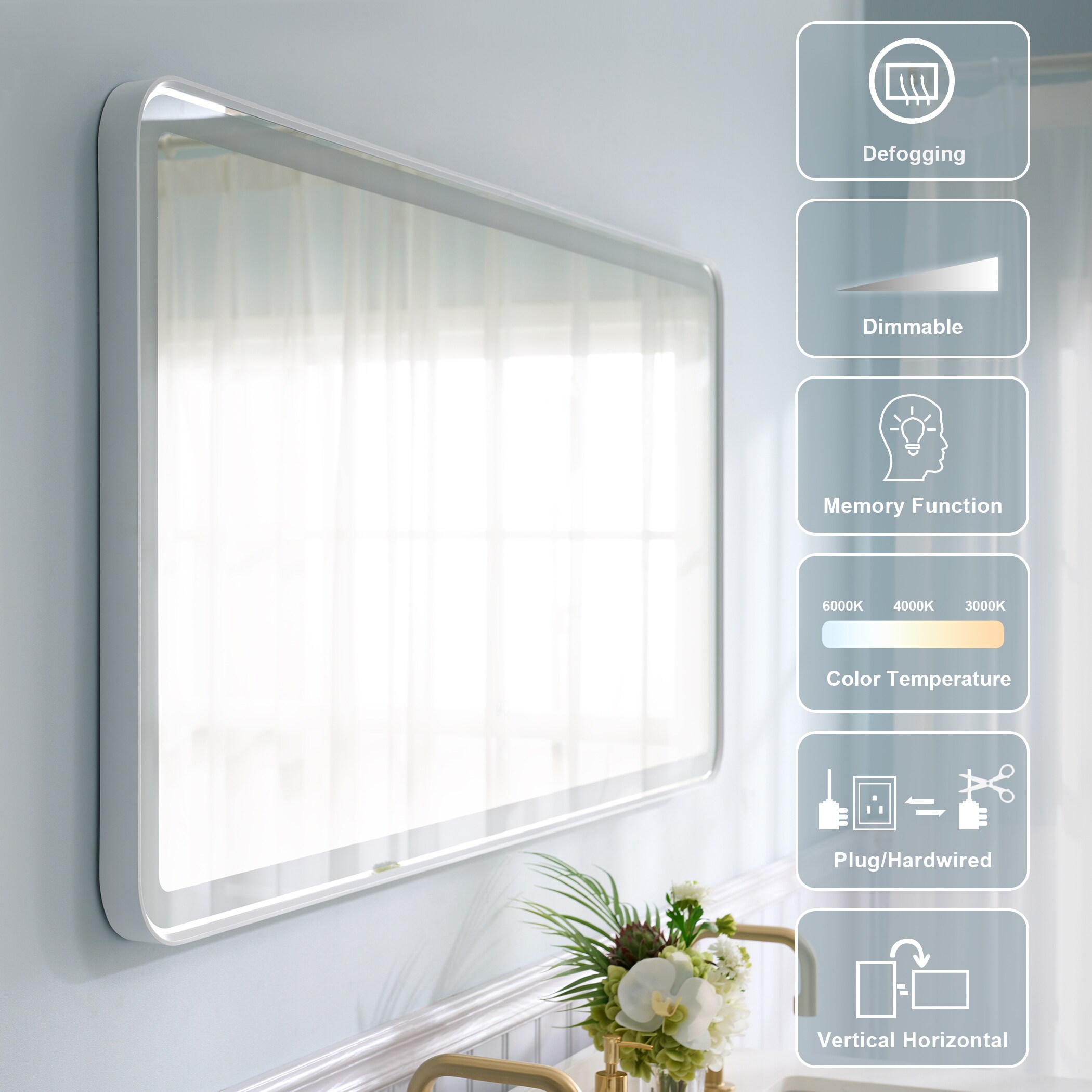 WELLFOR W9FM6028WT Framed-Bath-Mirrors - View #7