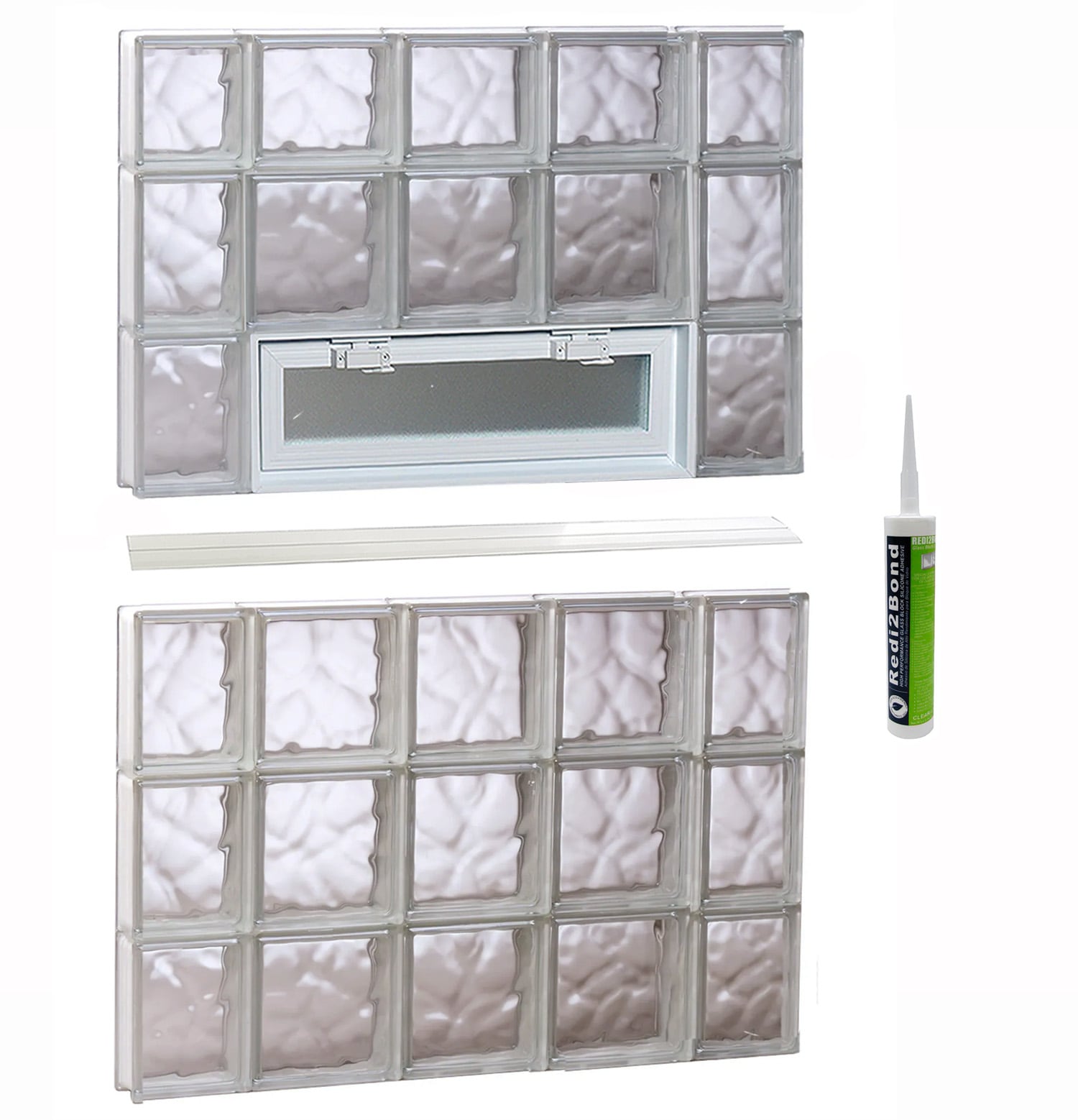 REDI2SET V3646DC Wavy Glass 34-3/4-in x 44-1/2-in Frameless Replacement Vented Glass Block Window