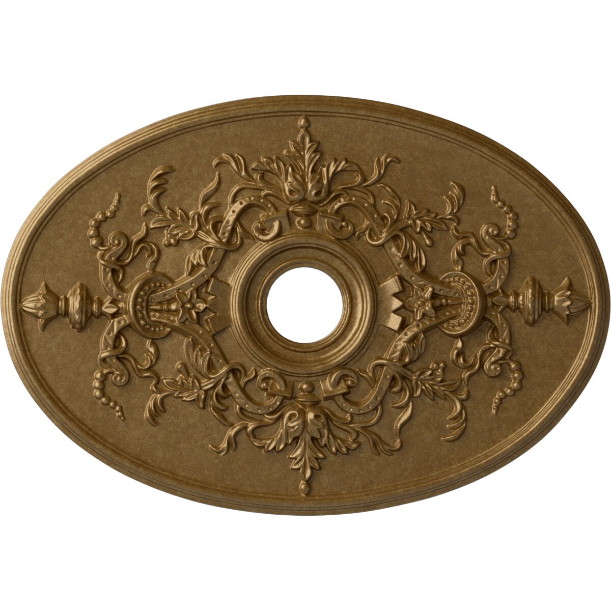Ekena Millwork CM21X30ALPAS Alexa 21.25-in W x 30.75-in L Painted Pale Gold Polyurethane Whole Ceiling Medallion