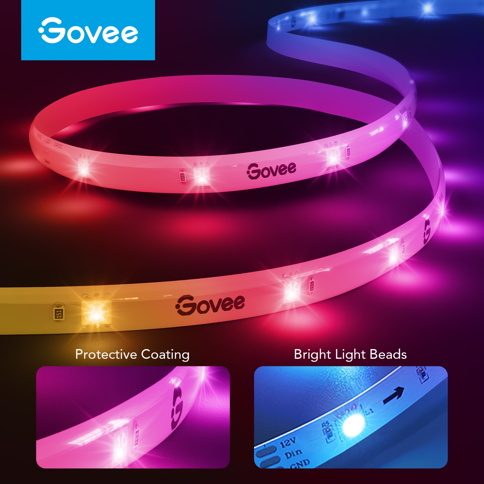 Govee RGBIC Pro LED Strip Lights (24.6-foot) Smart self-adhesive