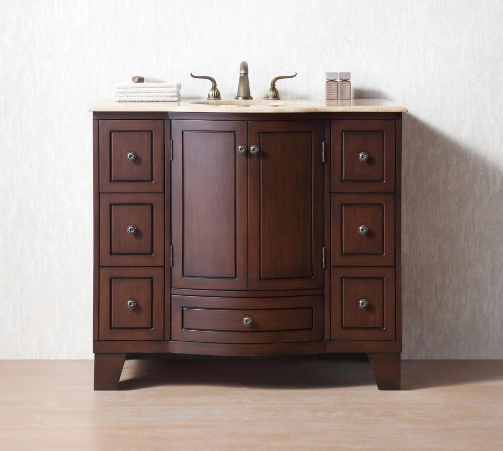 Stufurhome 40-in Dark Cherry Undermount Single Sink Bathroom Vanity ...