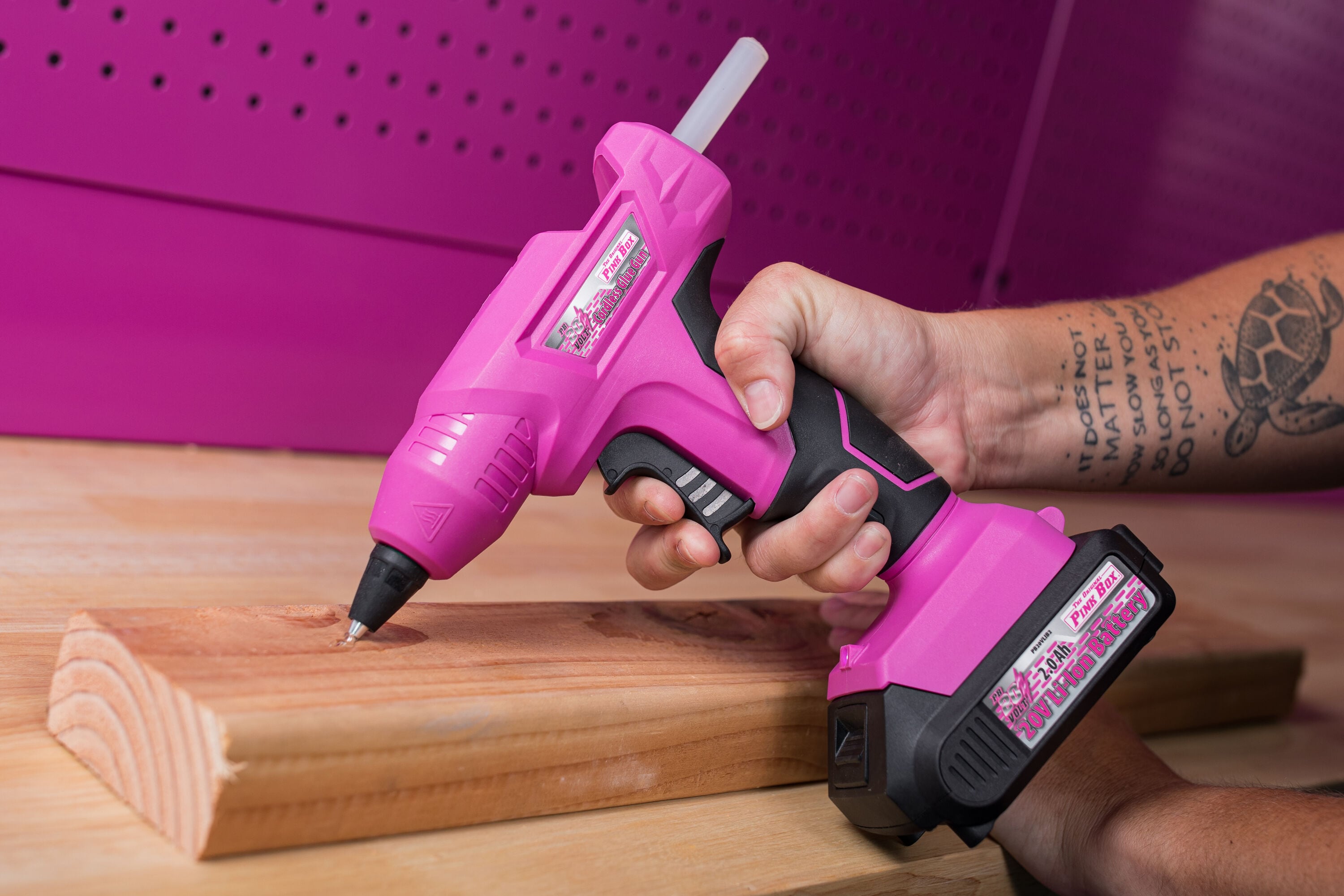  Svartur Cordless Hot Glue Gun Kit with Case, Pink Glue