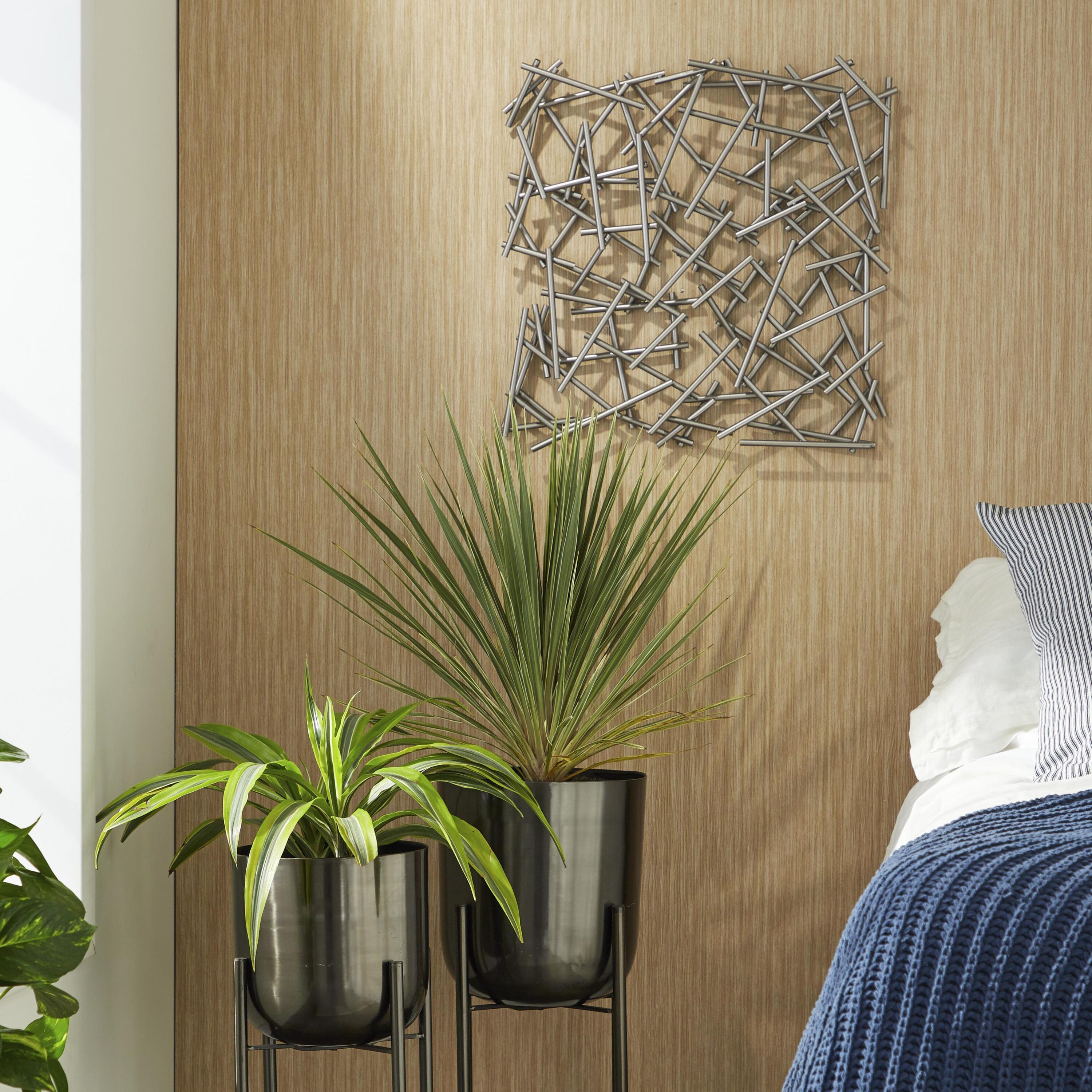 Silver Metal Abstract Geometric Wall Sculpture, 20" x 20"