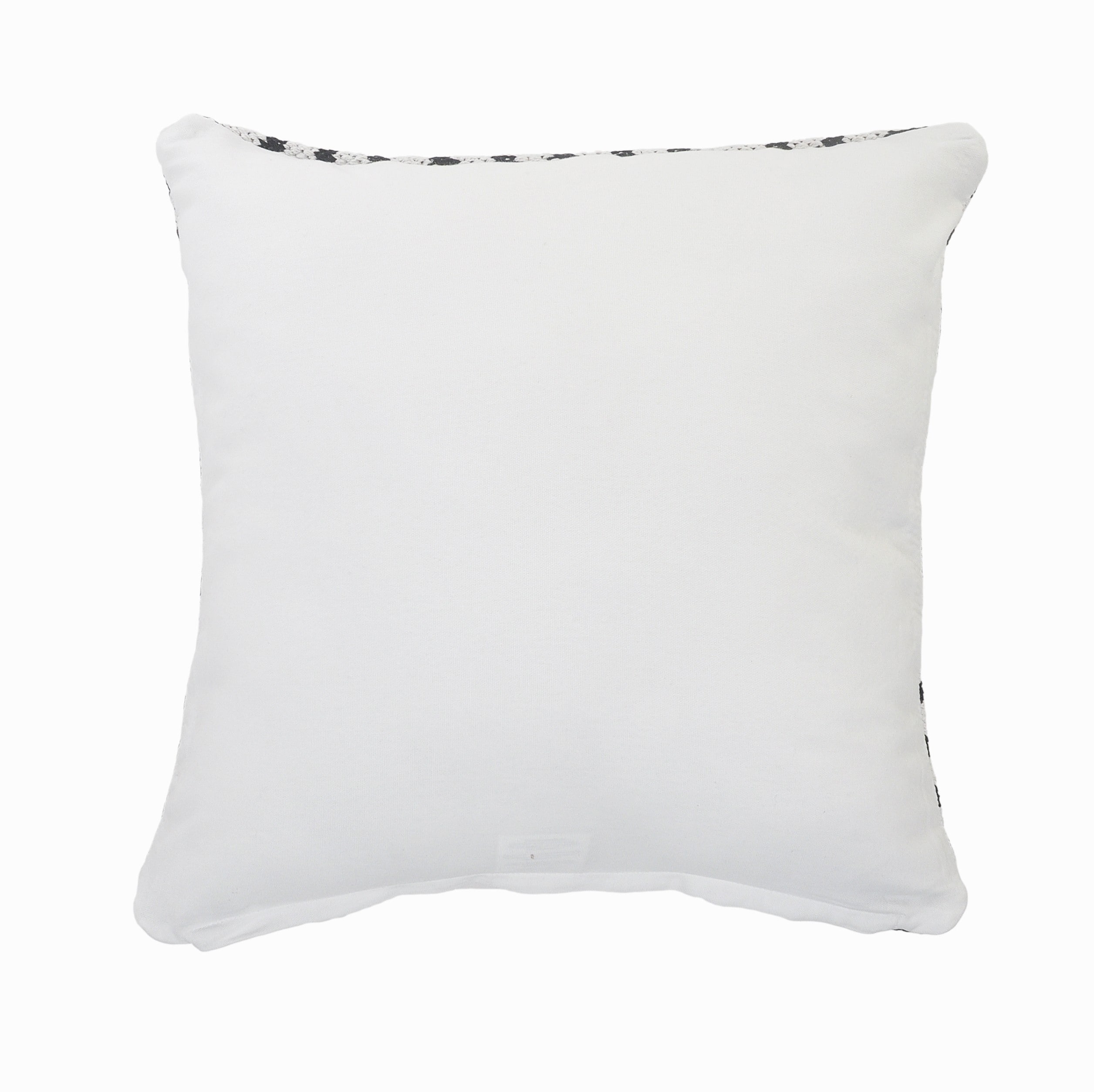 Black and White Geometric Cotton Square Pillow, 20 in