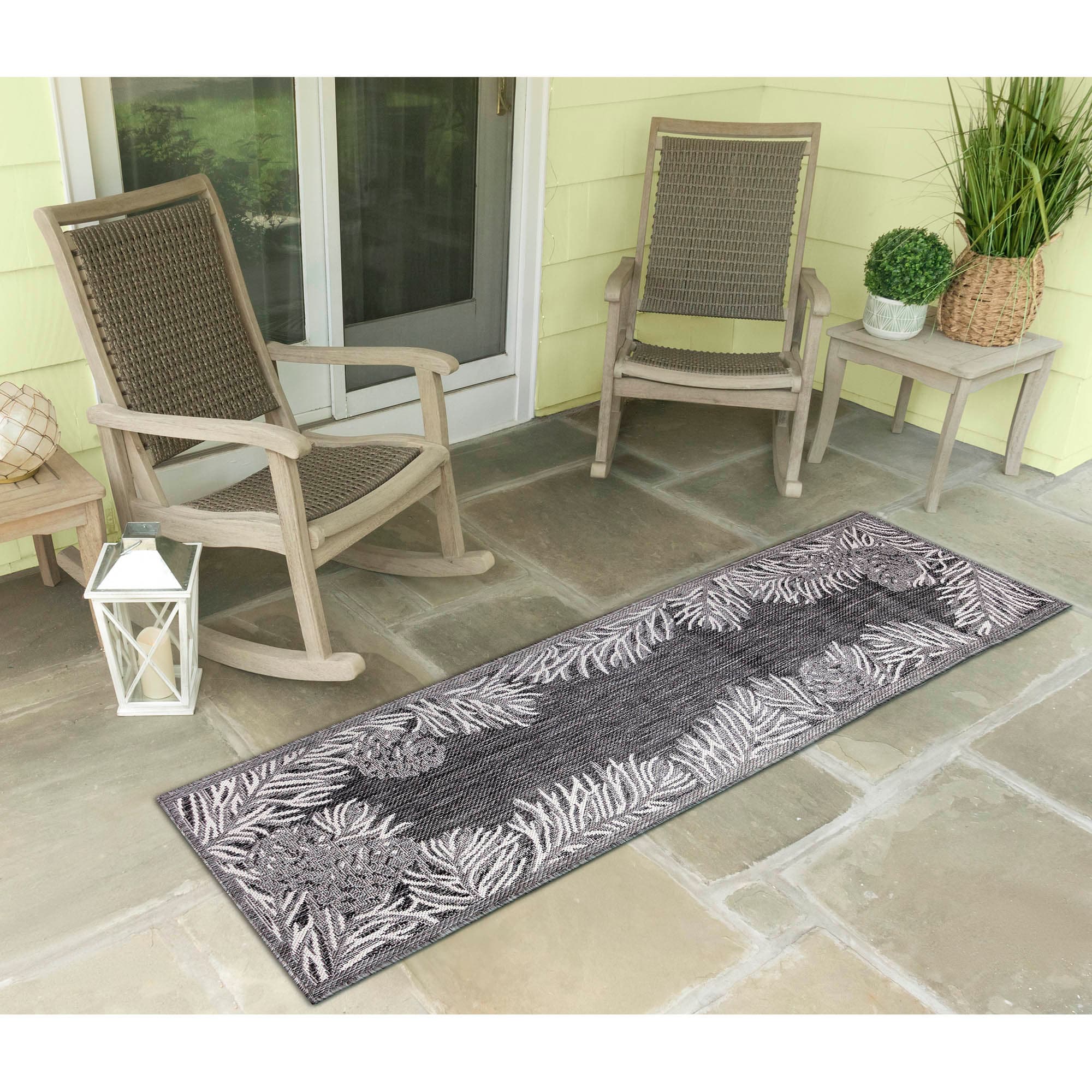 Liora Manne MAUR8822233 Malibu 2 x 8 (ft) Loomed Polypropylene Navy Rectangular Indoor/Outdoor Abstract Coastal Runner rug