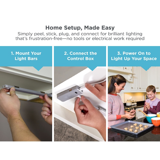 BLACK & DECKER Works with Alexa Smart Under Cabinet Lighting 4-Pack 9-in  Plug-in LED Under Cabinet Light Bar Motion Sensing Light with Remote in the Under  Cabinet Lights department at