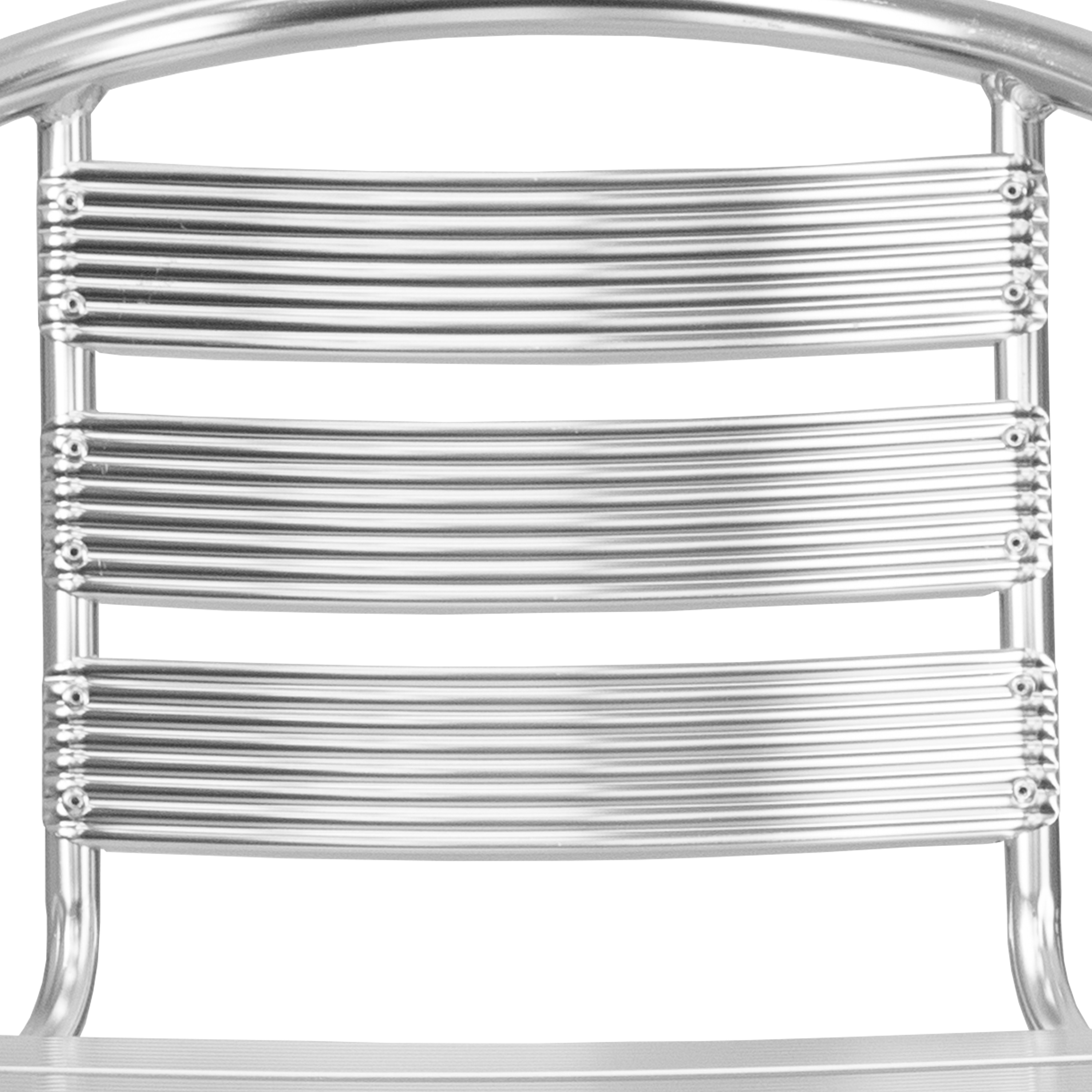 Sleek Silver Aluminum Indoor-Outdoor Dining Chair with Ladder Back