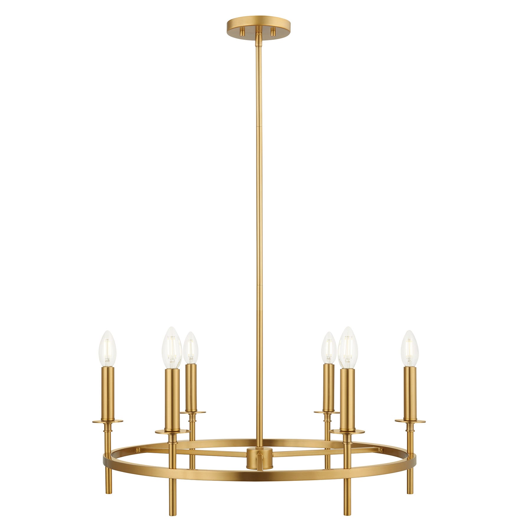 Meridian Lite Trends M100140NB Meridian 6 -Light Antique Brass Modern/contemporary For Use in Bedrooms, Dining Rooms, Foyers, Kitchens, Living Rooms Chandelier