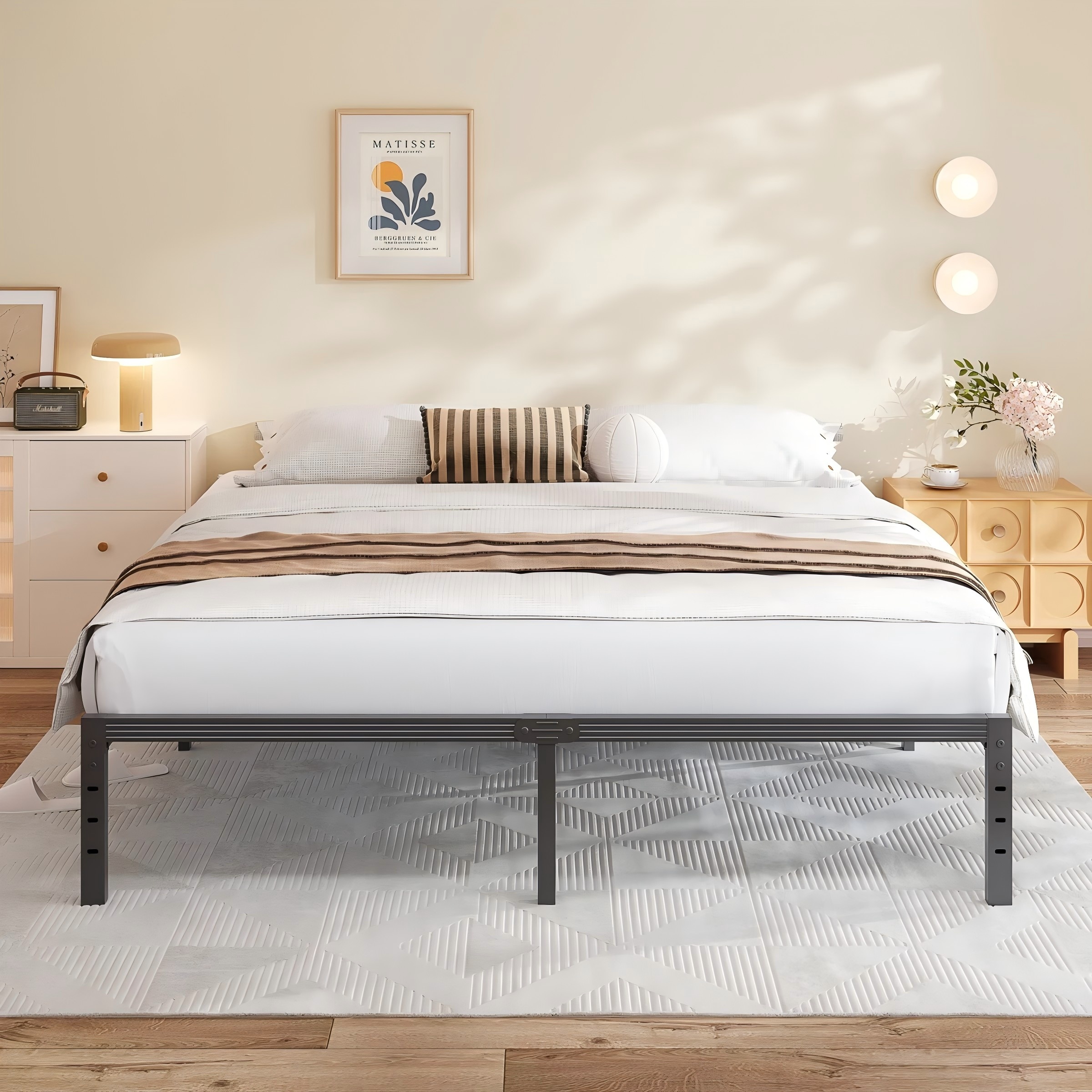 Ziyoo Black Metal Platform Bed Frame With Reinforced Steel Slats No Box ...