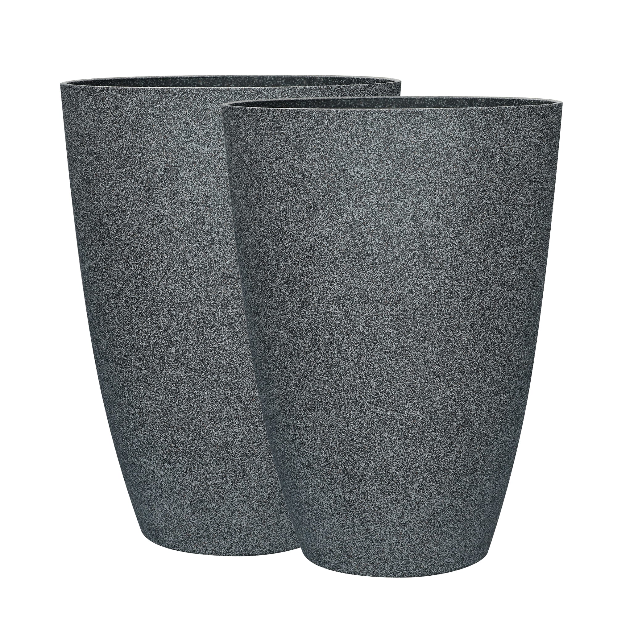 allen + roth 2 -Pack Round 15.3-in W x 15.3-in L x 21.7-in H Off-White Recycled plastic Indoor/Outdoor Planter