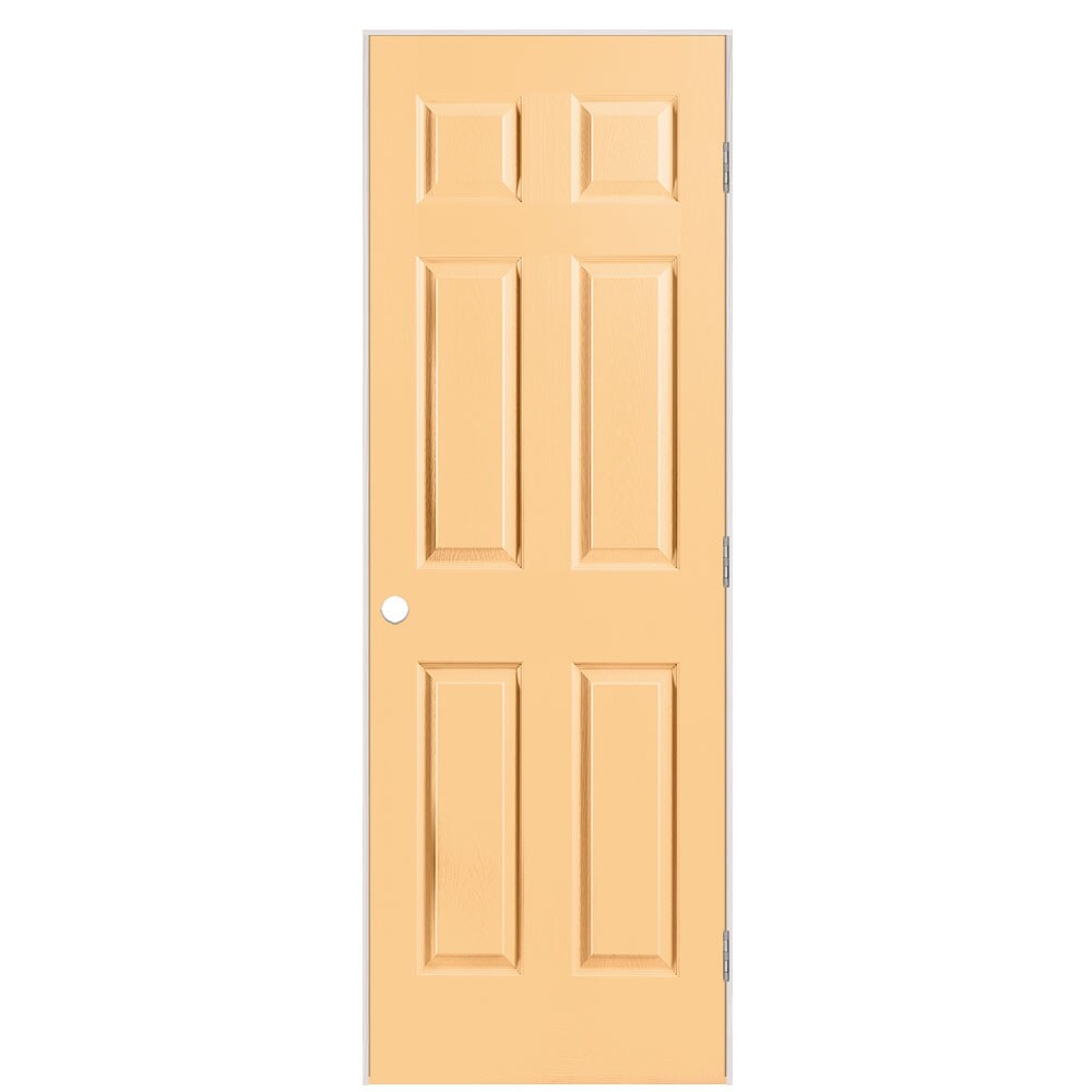Masonite 1316775 28-in x 80-in Marigold Hollow core 6-panel Left hand Textured Prefinished Molded composite Flat Jamb Single Prehung Interior Door
