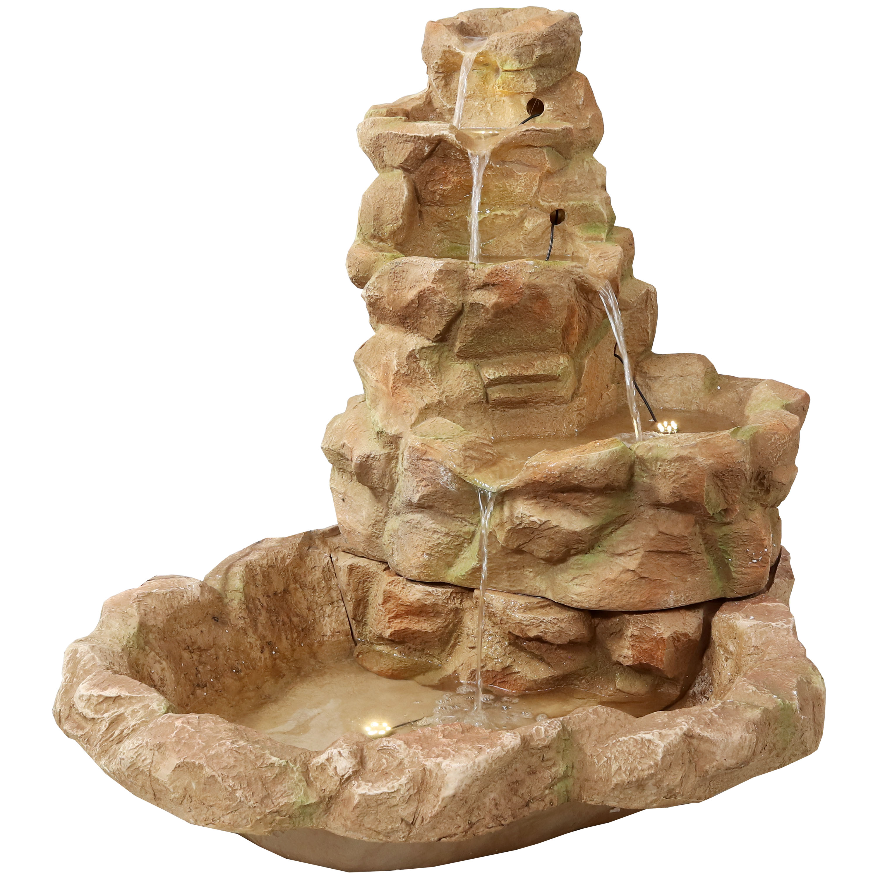 Sunnydaze Decor FC-73882 41.5-in H Fiberglass Rock Waterfall Outdoor Fountain Pump Included