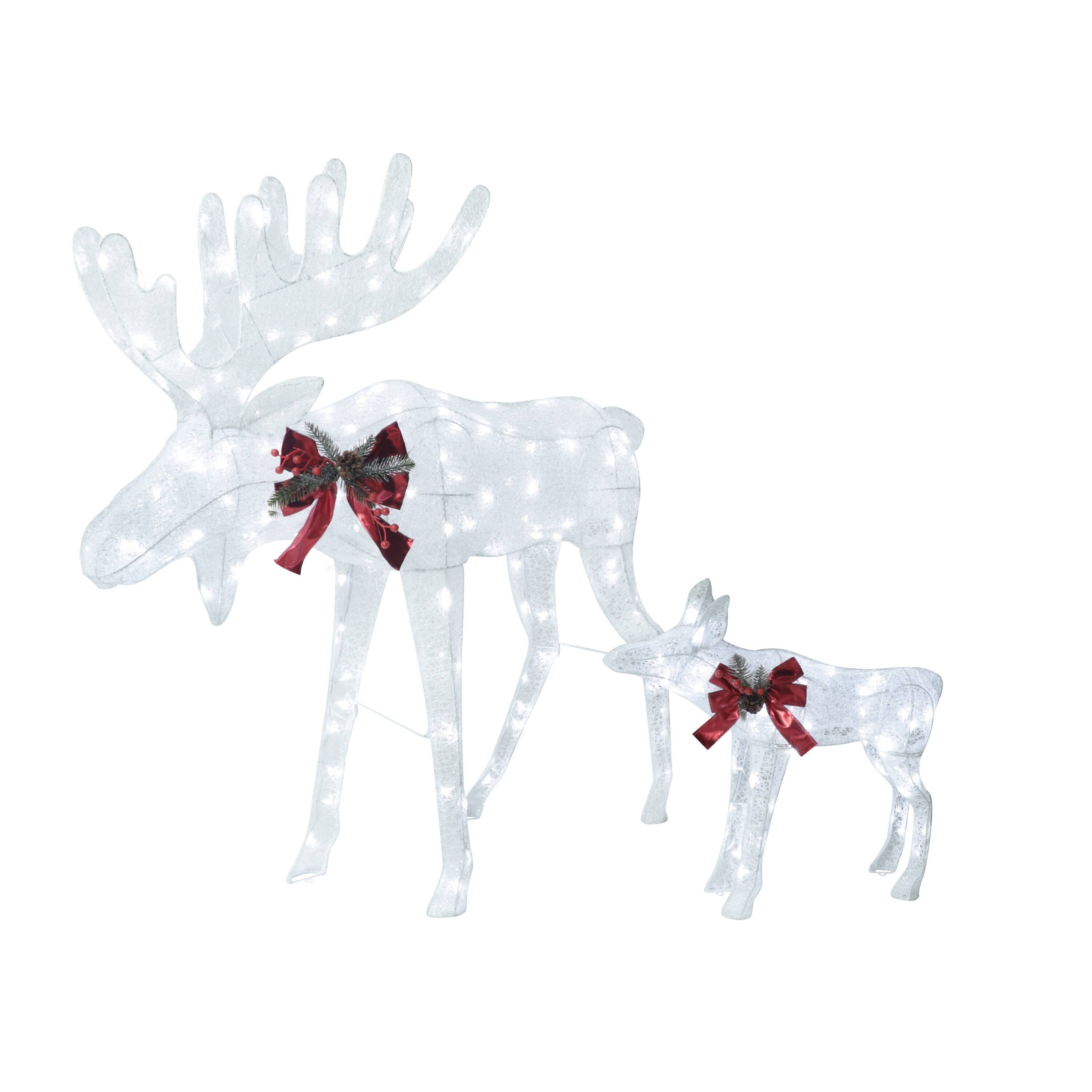 VEIKOUS 48-in Moose Free Standing Decoration with Clear LED Lights in ...