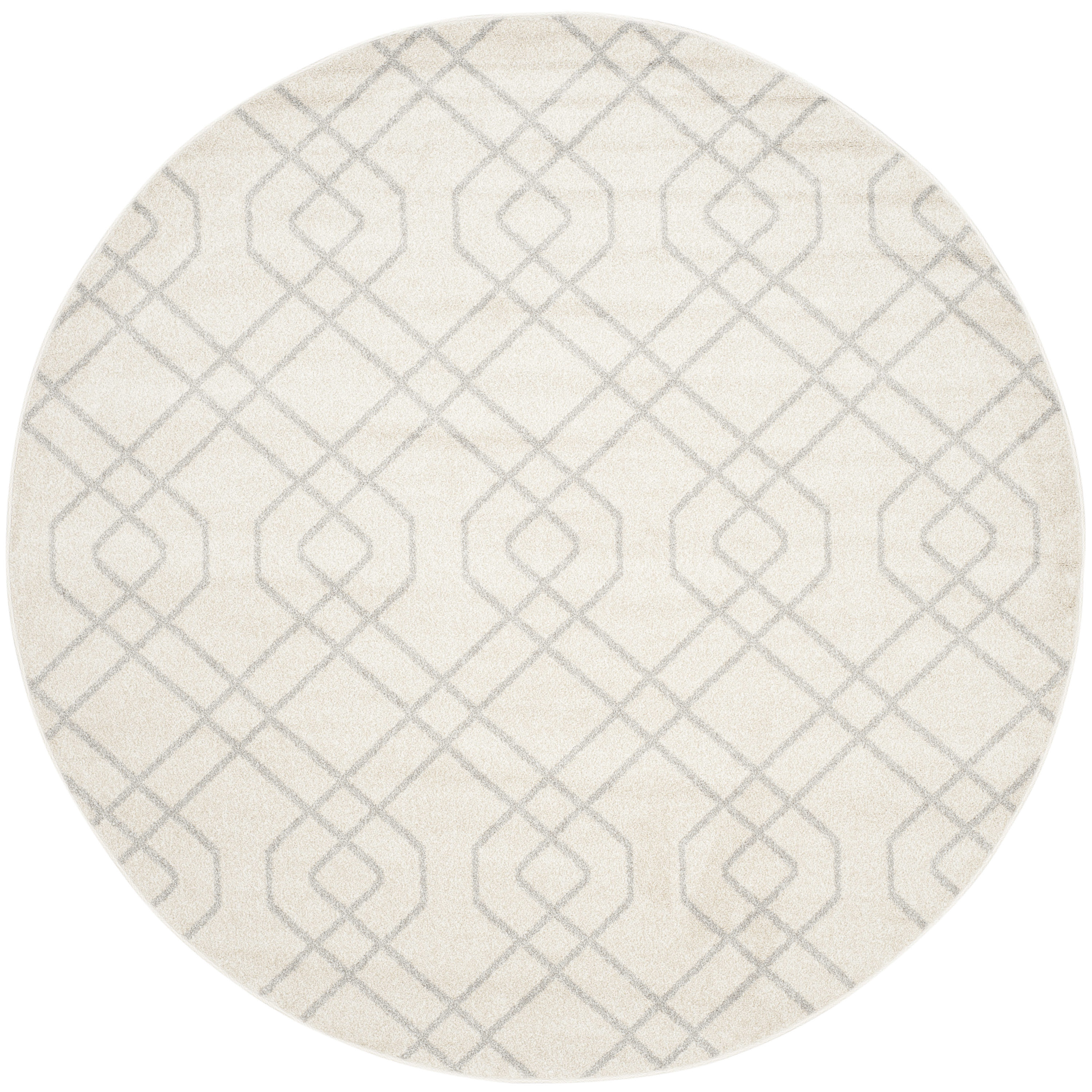 Safavieh AMT407K-7R Amherst Simpson 7 x 7 (ft) Loomed Synthetic Ivory/Light Gray Round Indoor/Outdoor Mid-Century Modern Area rug