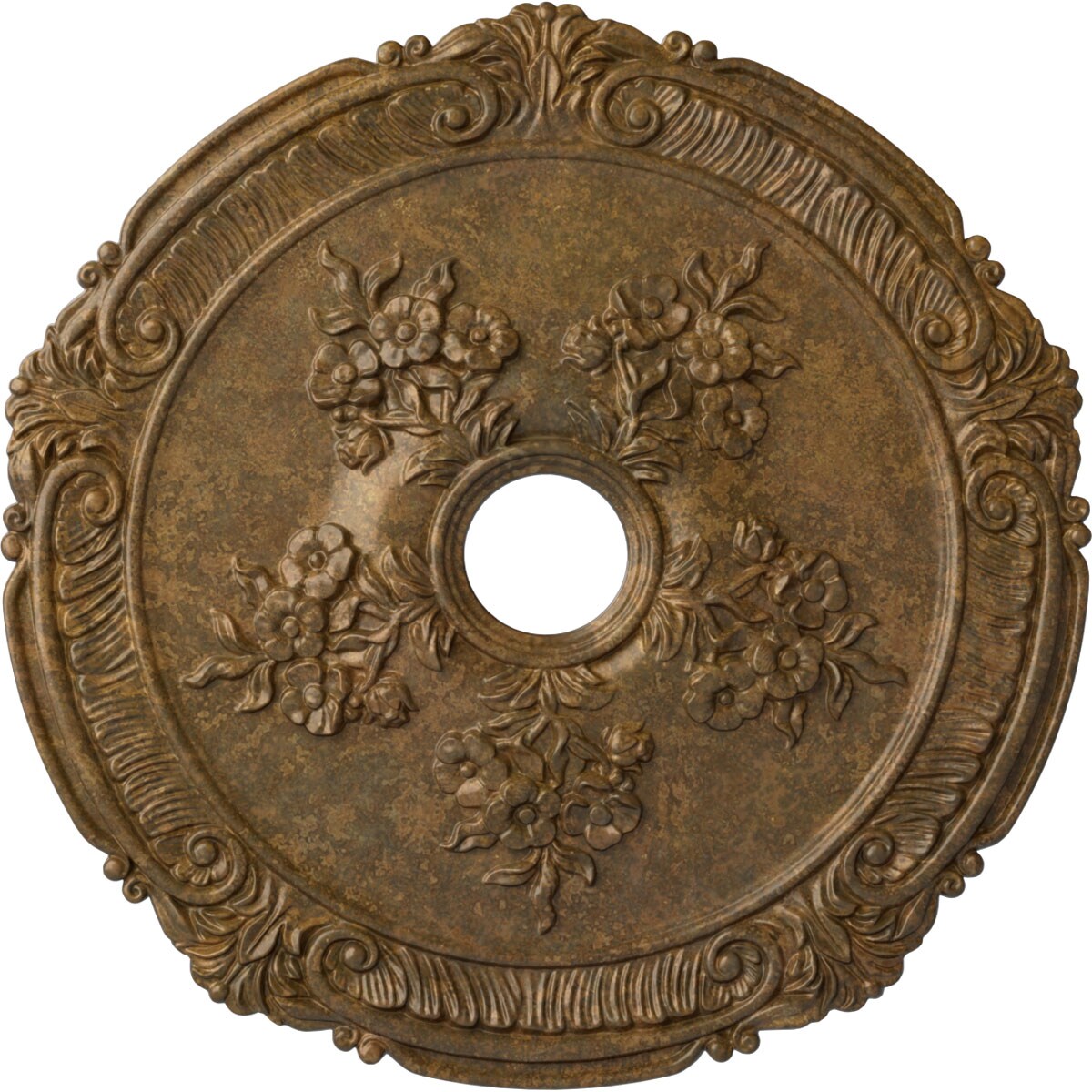 Ekena Millwork CM26ATRZS Attica with Rose 26-in W x 26-in L Painted Rubbed Bronze Polyurethane Whole Ceiling Medallion