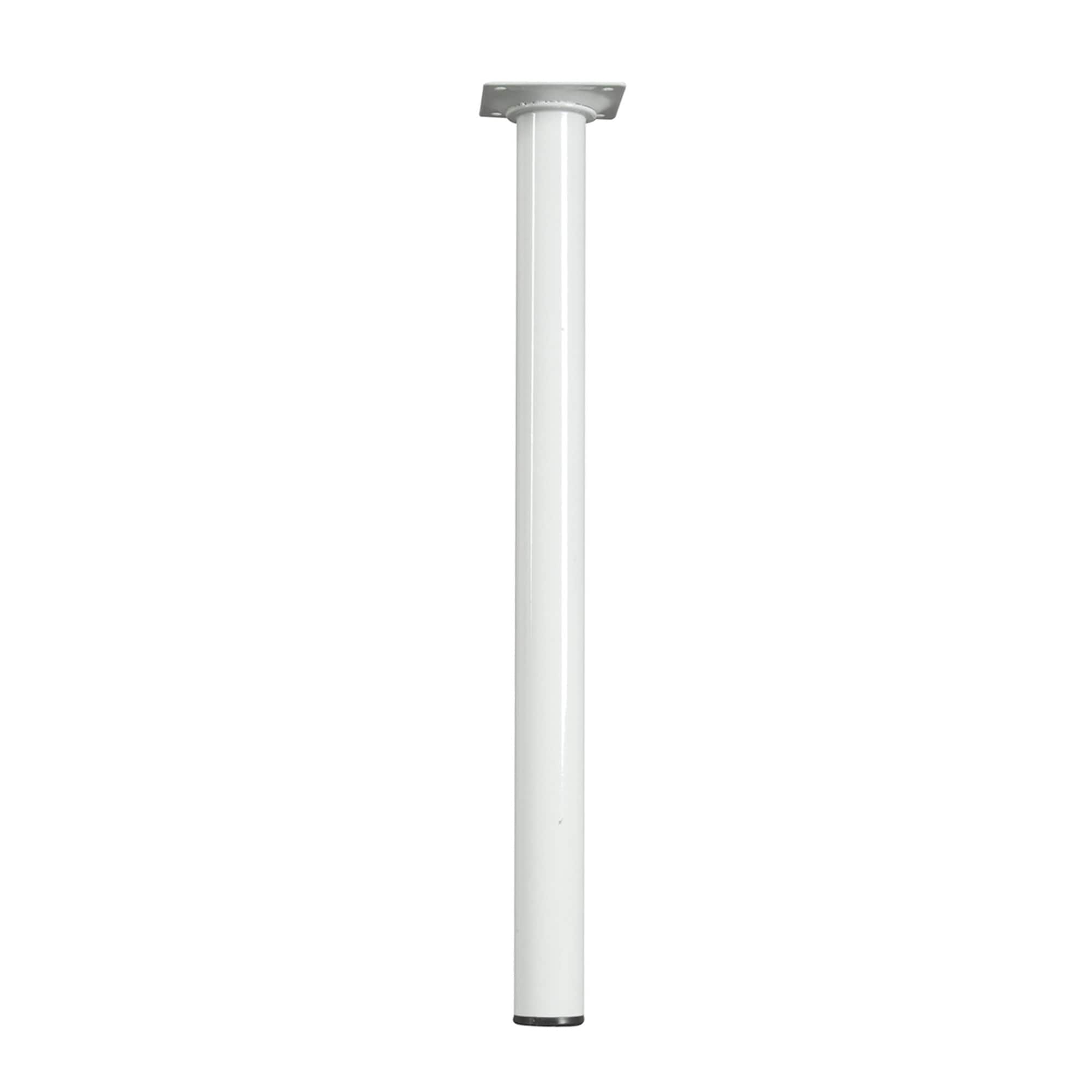 Waddell - Round Metal Table Leg White - 16 in. H x 1.125 in. Dia. - Steel Construction with Wide ...