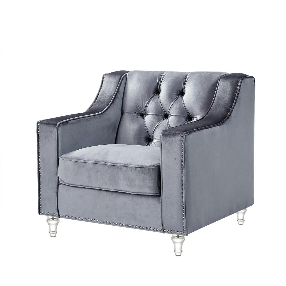 Inspired Home Queenie Modern Grey Velvet Contemporary Club Chair