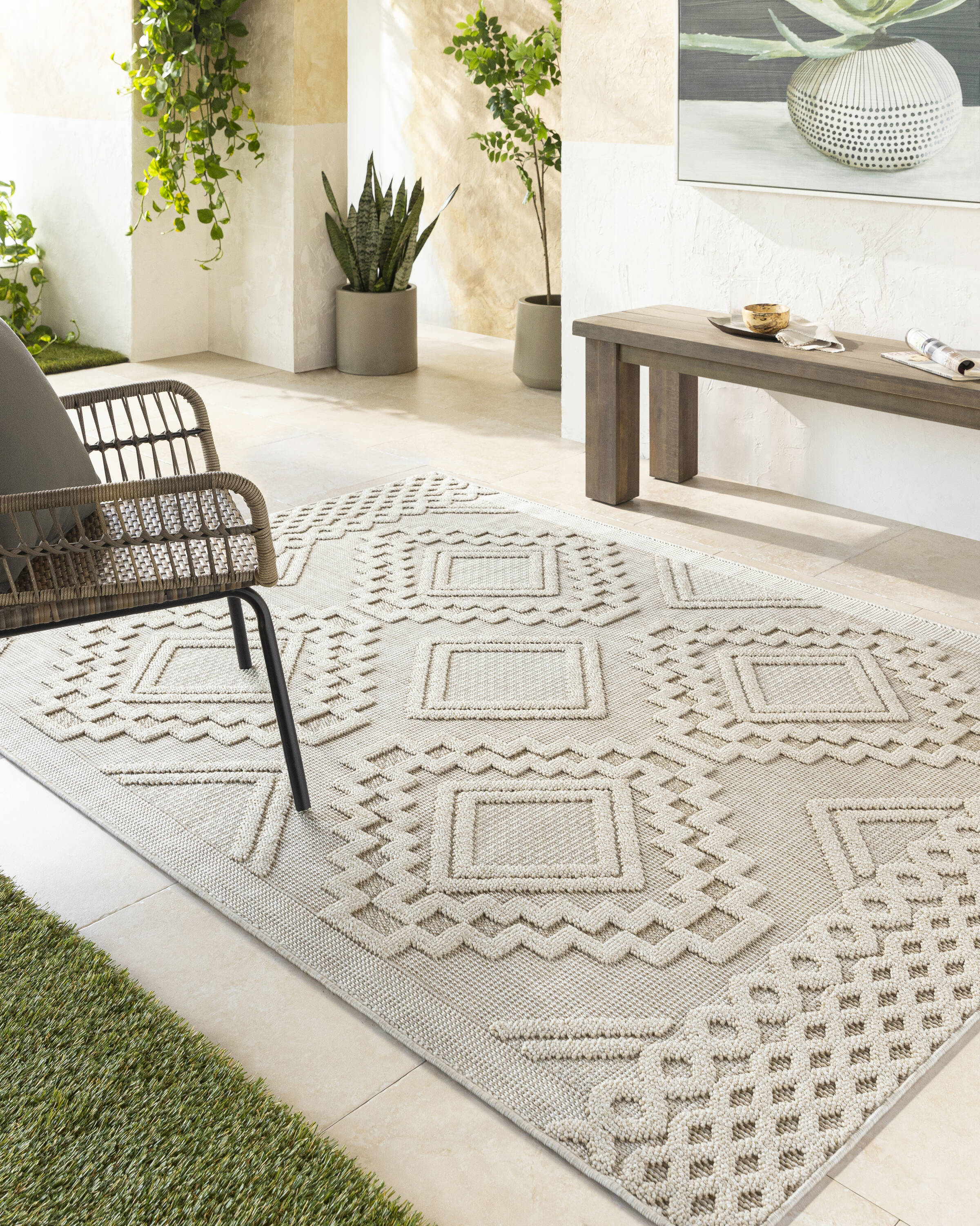 Livabliss RPT2306-71010 Rockport 8 x 10 (ft) Polypropylene Ivory Rectangular Indoor/Outdoor Geometric Moroccan Area rug