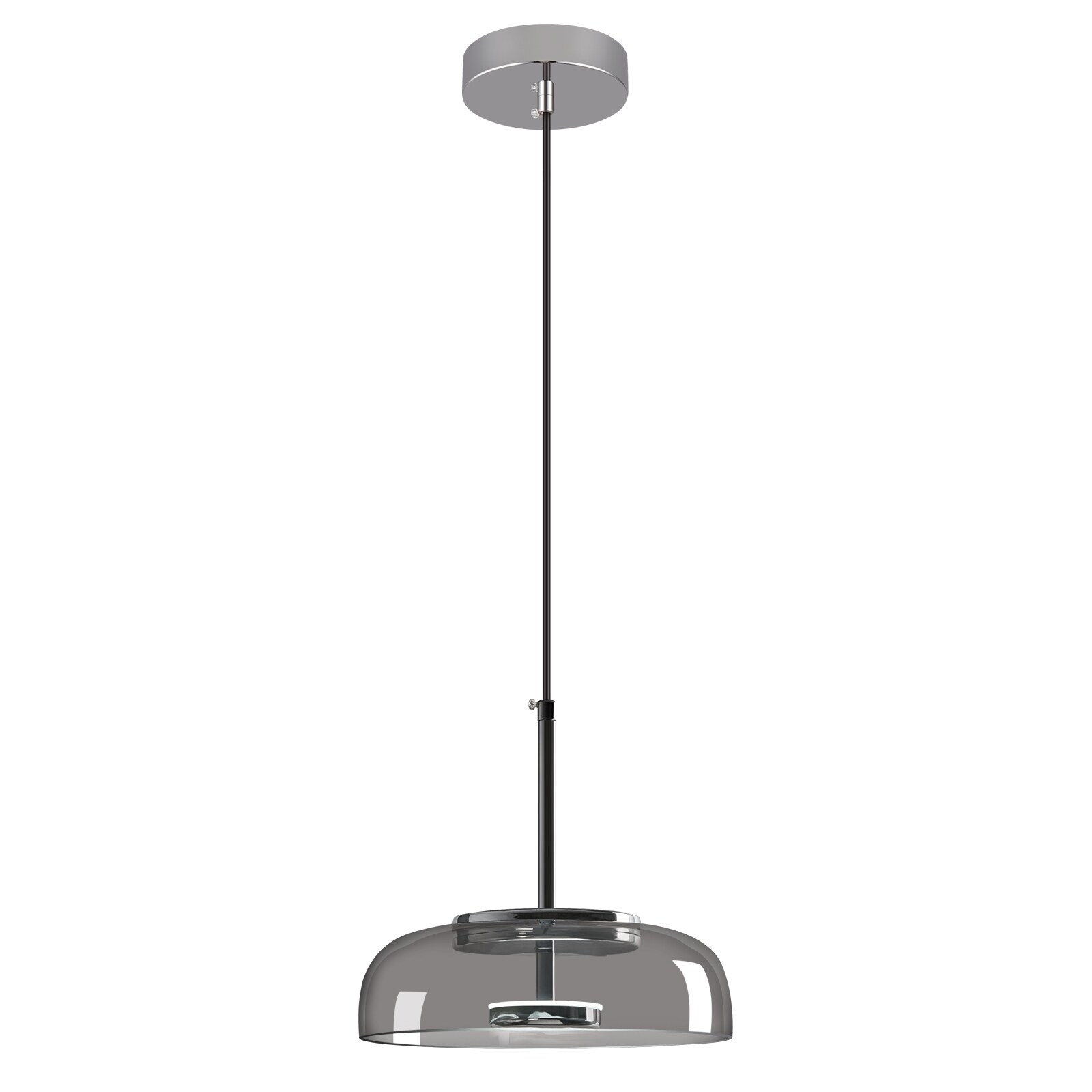 ZHLLMQ Modern 8.85 in 1-Light Gold Dome Grey Glass Integrated LED Hardwired Adjustable Pendant Light Fixture for Kitchen Island Bedroom Decor