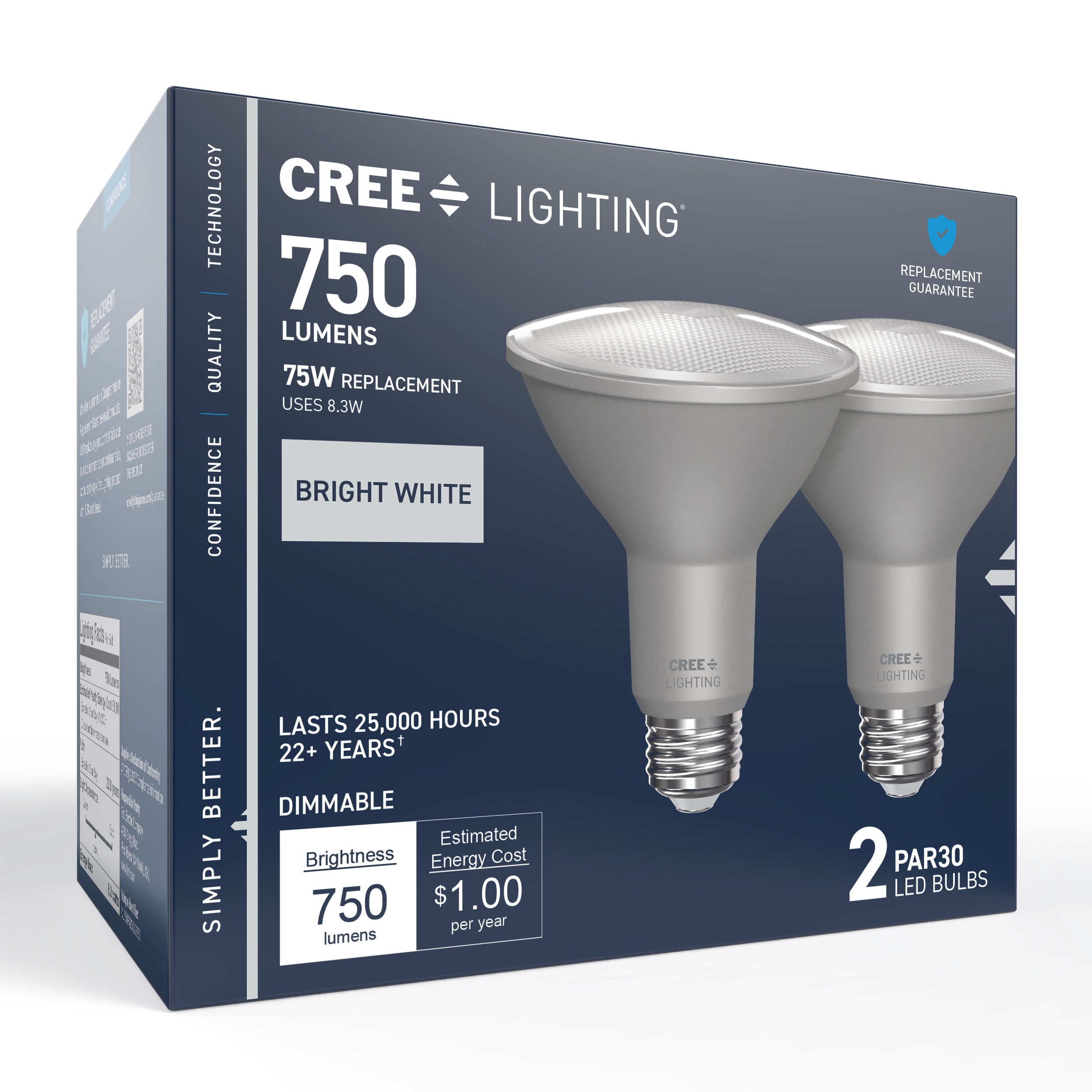 Cree Lighting 75 -Watt EQ PAR30 Short Neck Bright white Medium screw base E26 Dimmable LED General purpose Light Bulb 2 -Pack