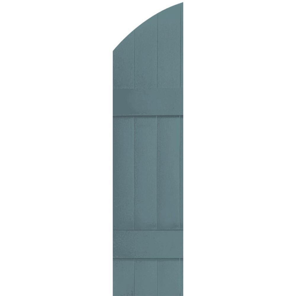 Ekena Millwork LJ6S14X05300WB Lifetime Quickship Four Board Joined with Archtop 14-in W x 53-in H Wedgewood Blue Farmhouse Exterior Shutters (2-Pack)