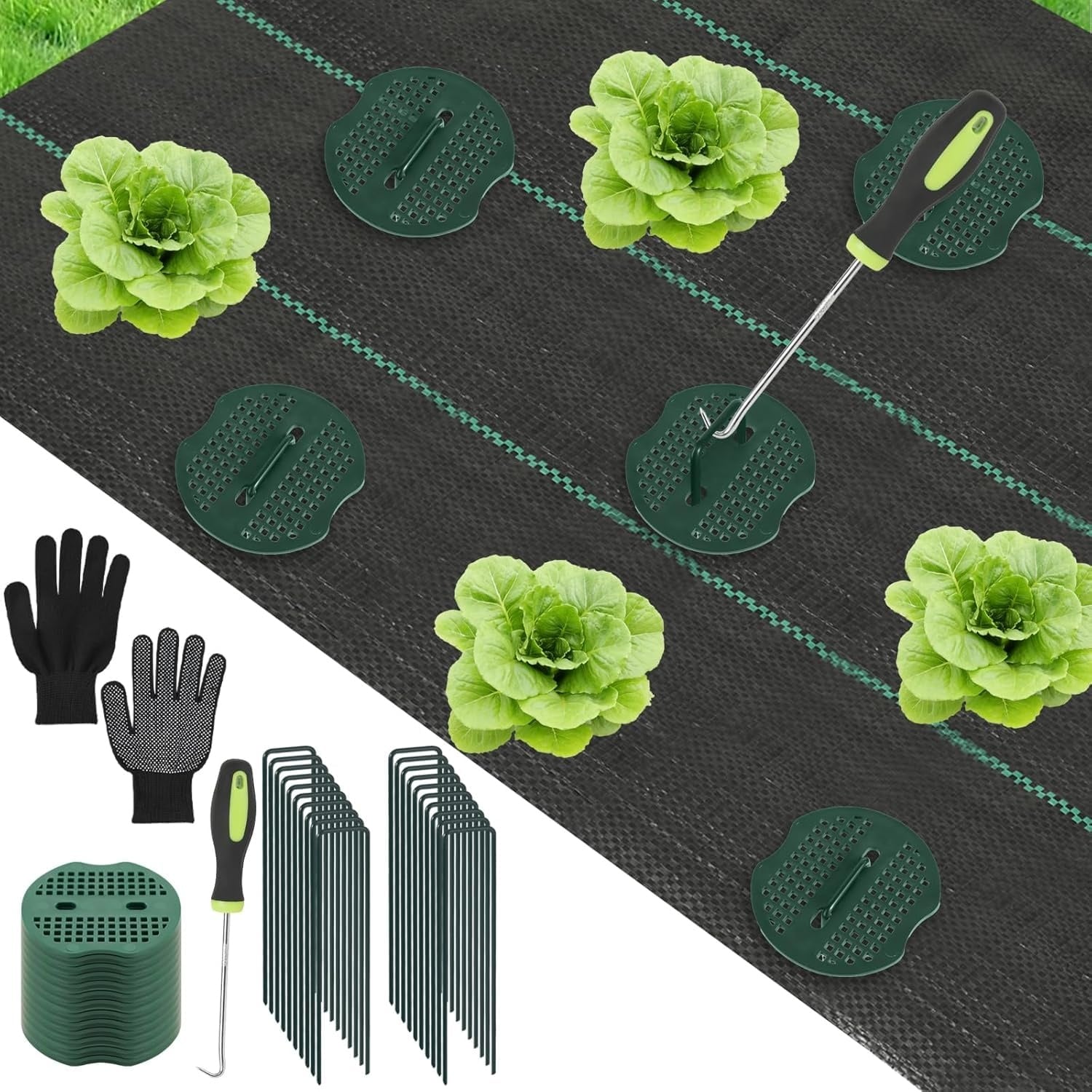 Lukvuzo - 4ft x 30ft Weed Barrier Fabric Kit 3.2oz Heavy Duty Landscape Fabric 1 Piece with 10 S...